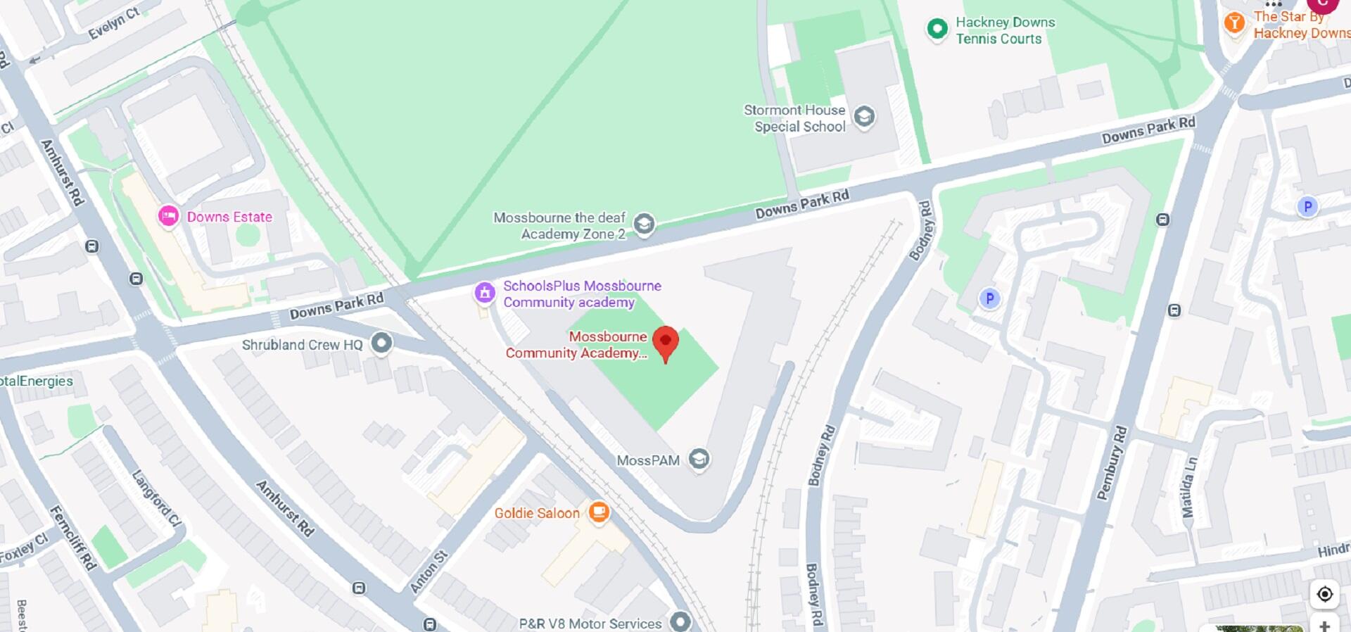 A London map showing a location with a red pin.