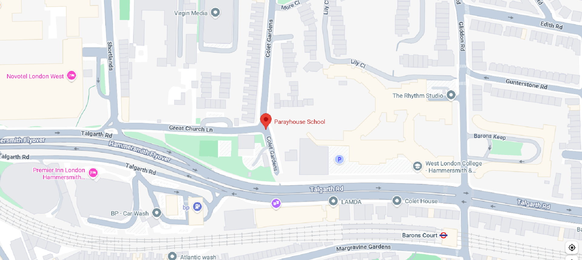 A map showing a location with a red marker.