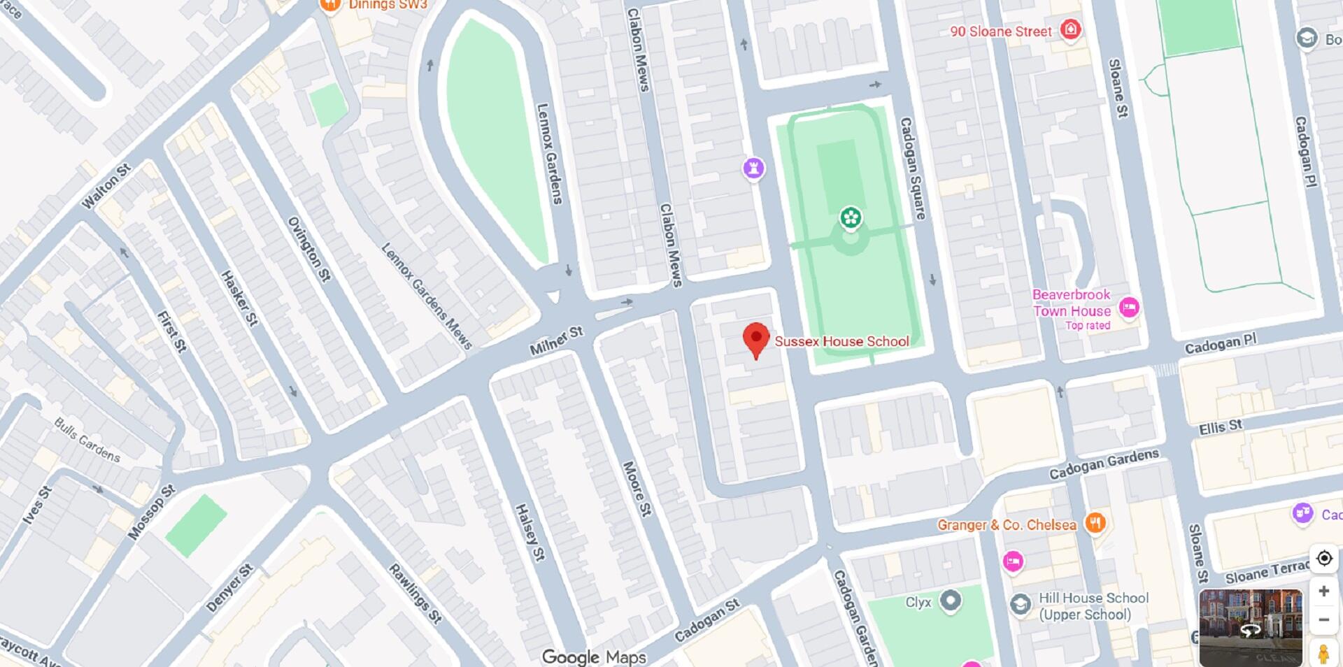A London map showing a location with a red pin.