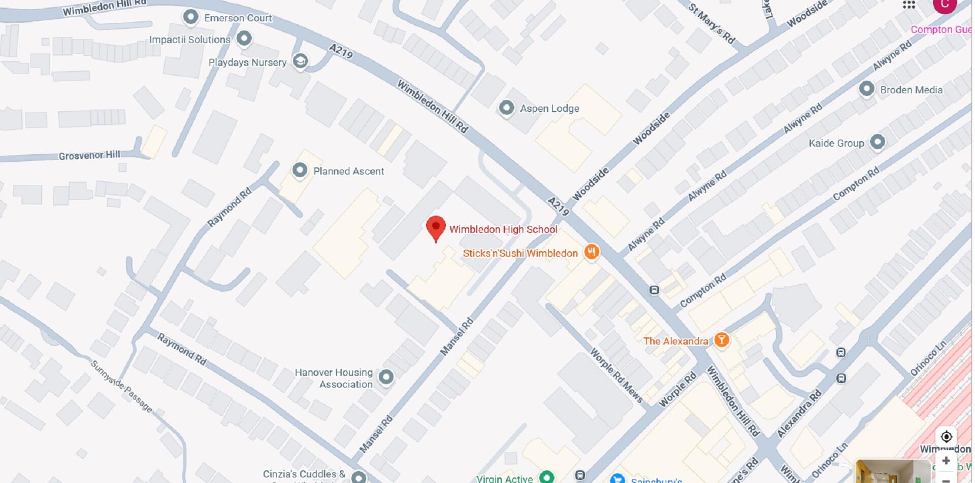 A map showing a location with a red pin.