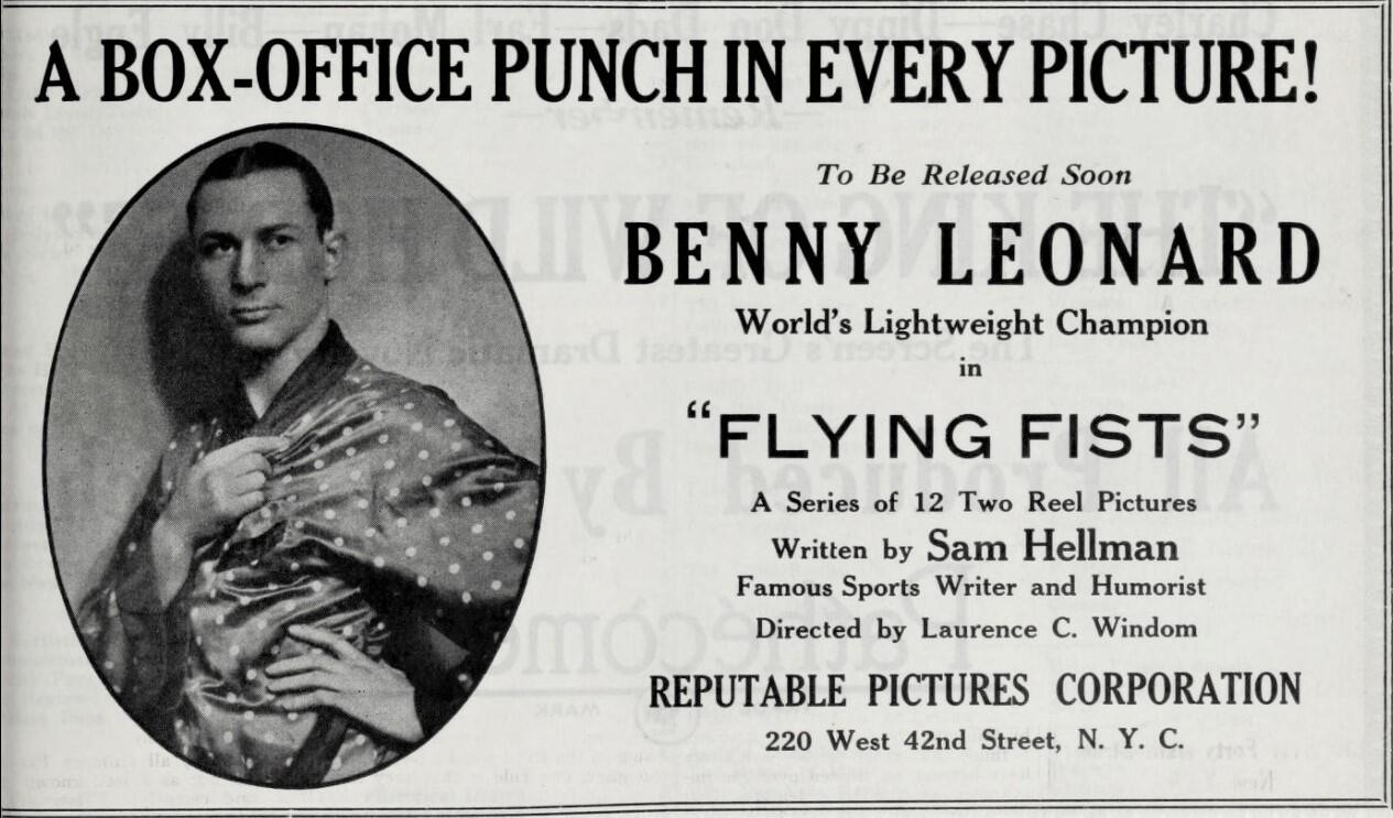 A Benny Leonard Box Office poster of "Flying Fists".