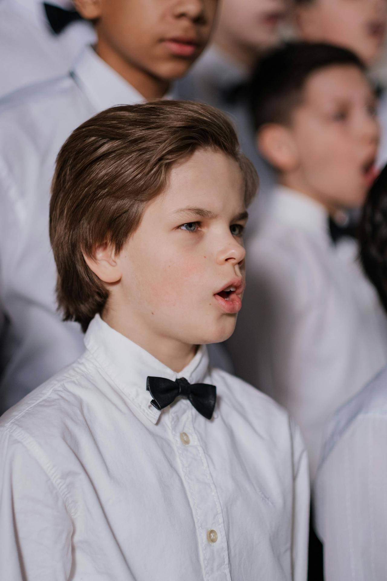 young choir students singing