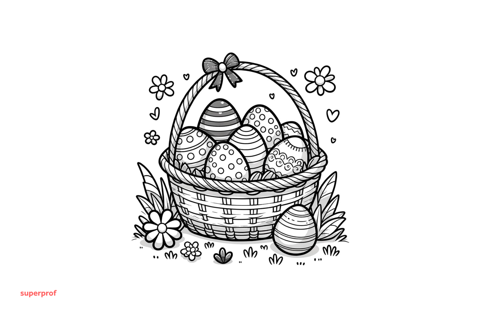 easter egg basket drawing