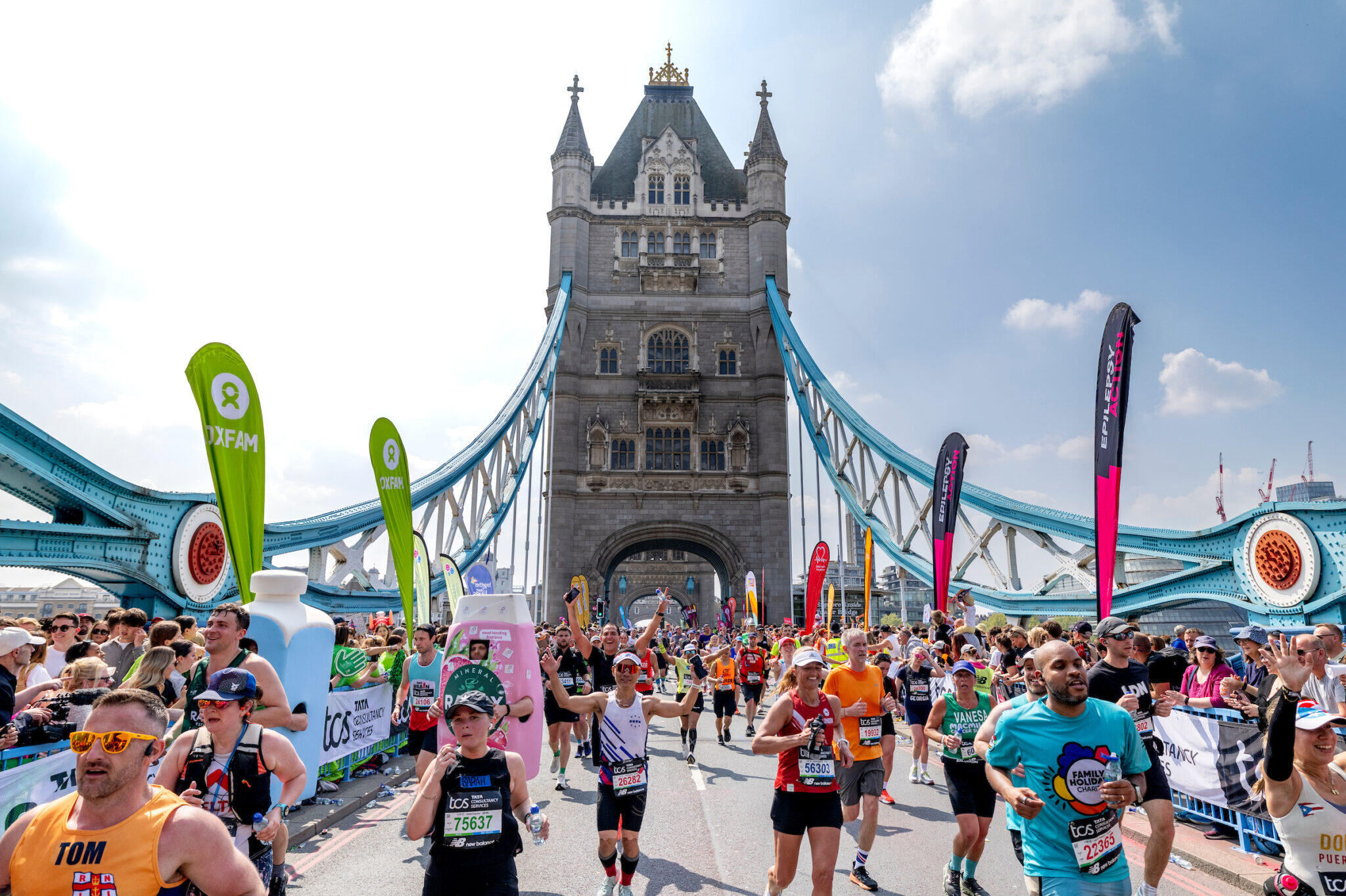 Marathon runners on Tower Bridge