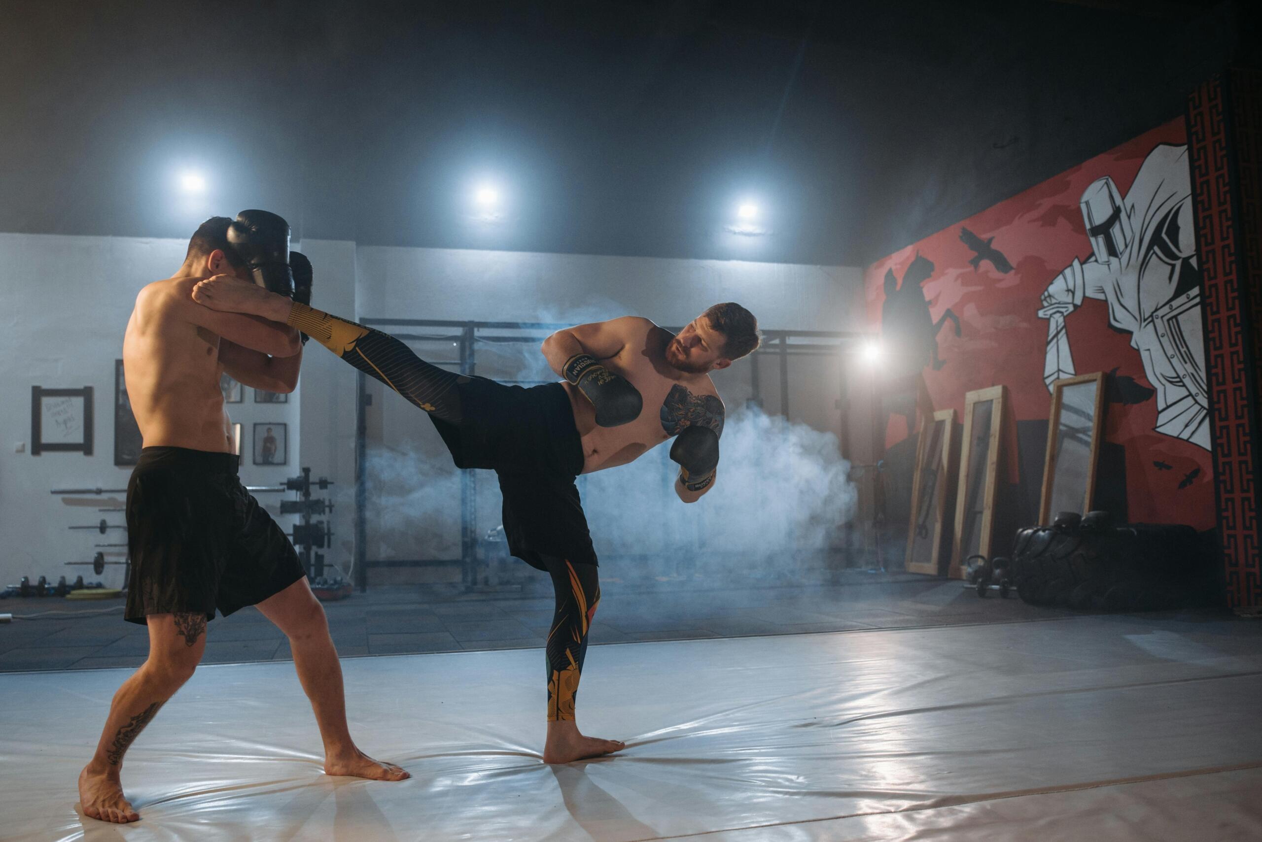 Kickboxer kicking