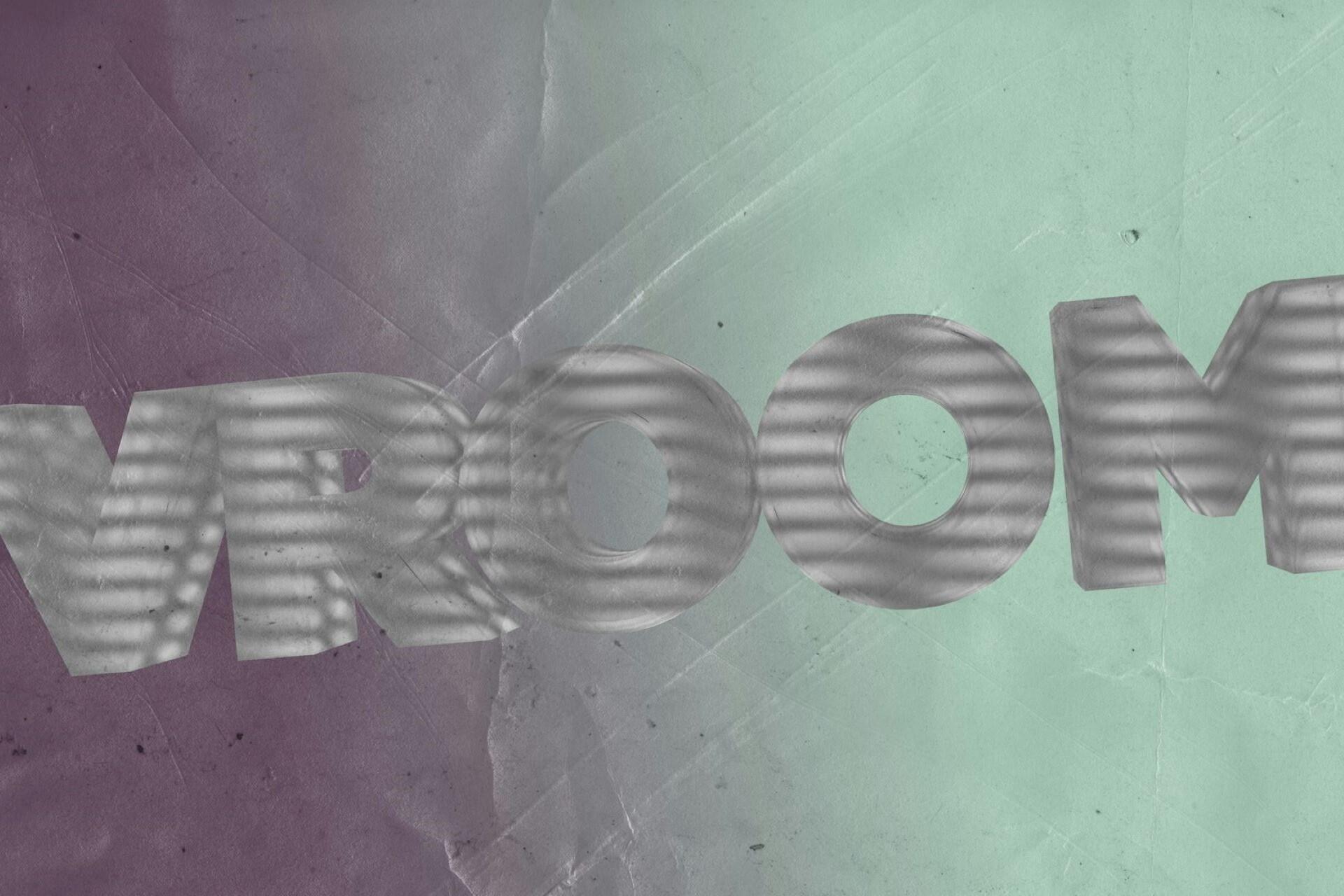 text vroom with shadow lines