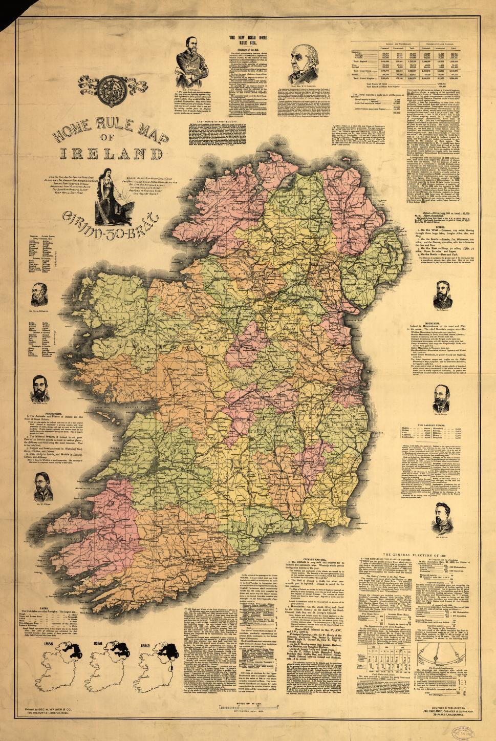 Image of the home rule map of Ireland