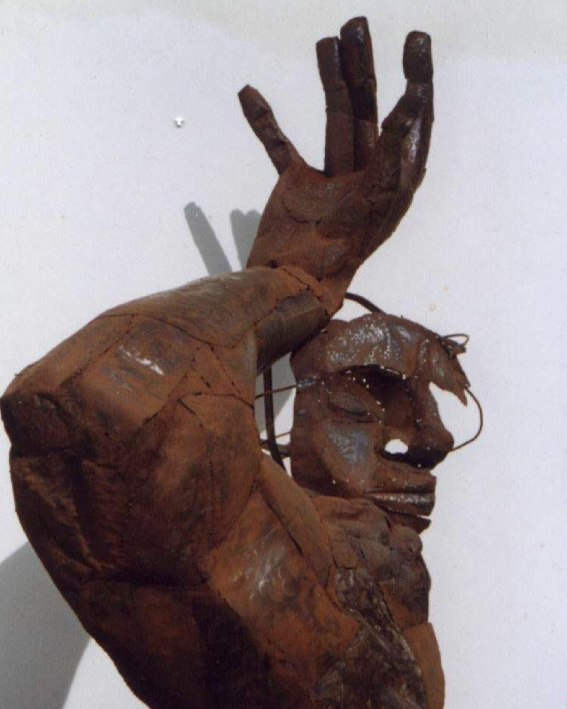 An artistic representation of Diego Maradona scoring the controversial Hand of God goal for Argentina against England during the 1986 FIFA World Cup quarter-final