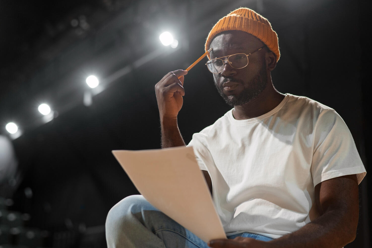 Actor reading a script
