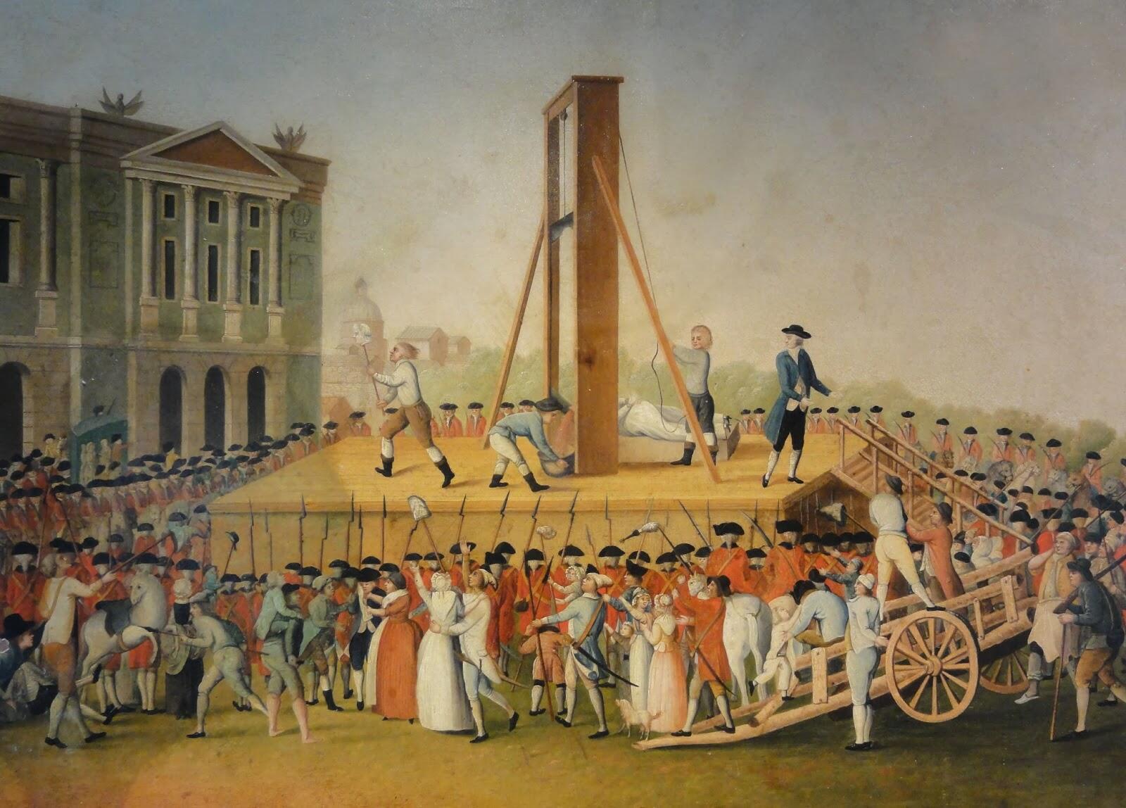 Marie Antoinette'in giyotinle idam edilişini gösteren tablo