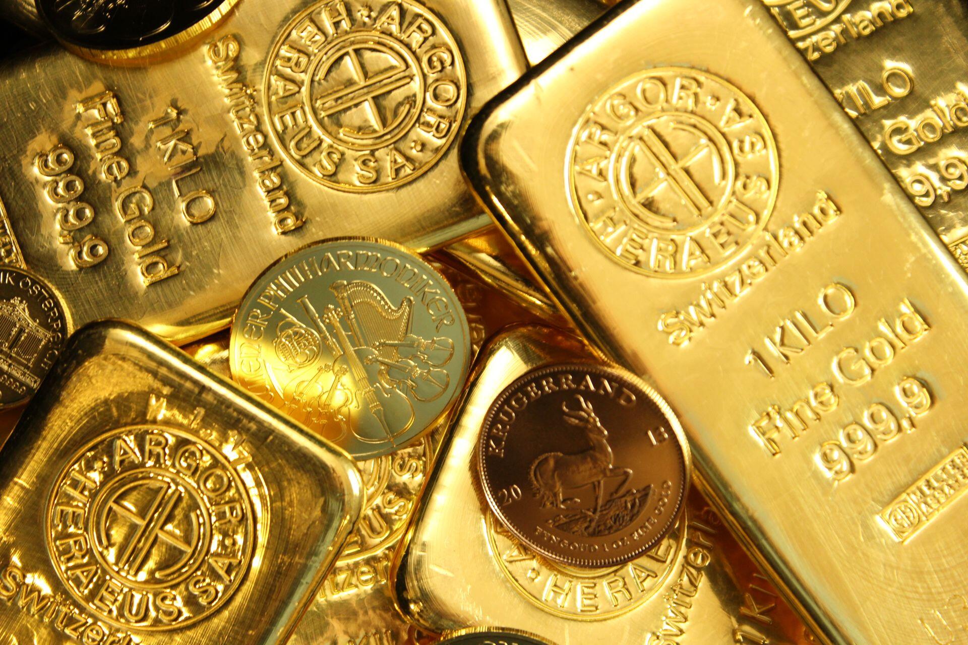 A selection of gold bars all placed next to each other