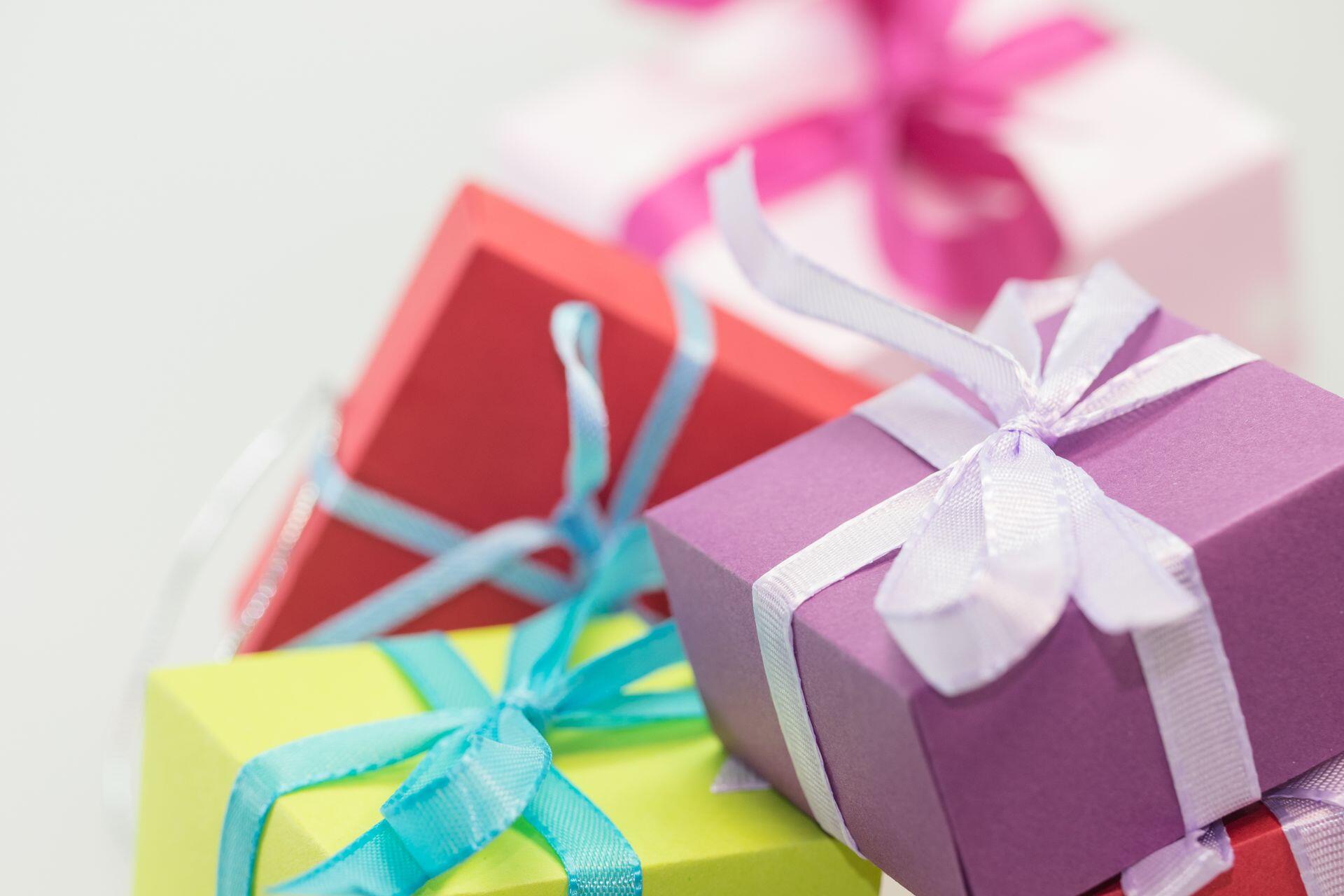wrapped presents in all different colours