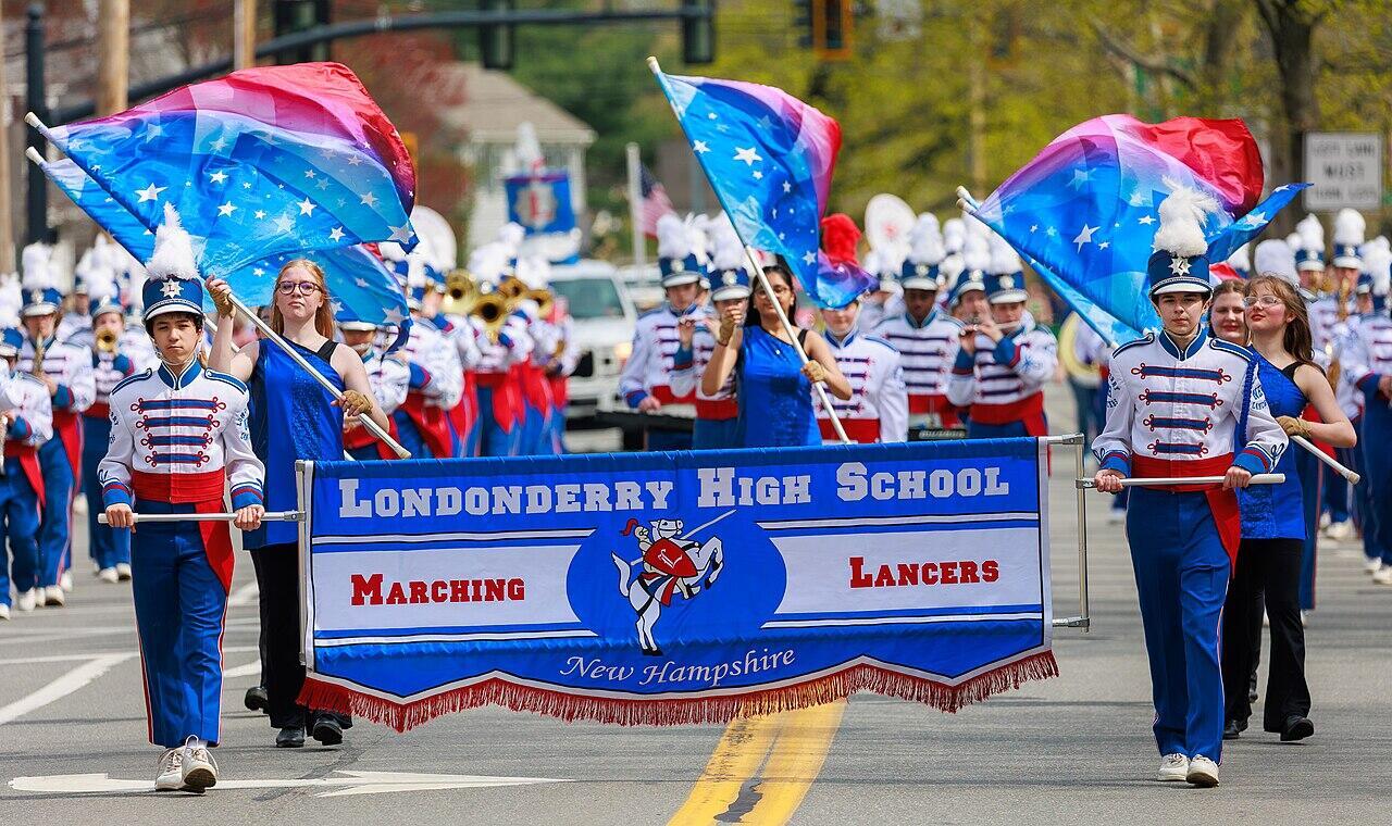 Londonderry High School Lancer Marching Band. Taken at the 2025 Patriots’ Day Parade in Lexington, Massachusetts