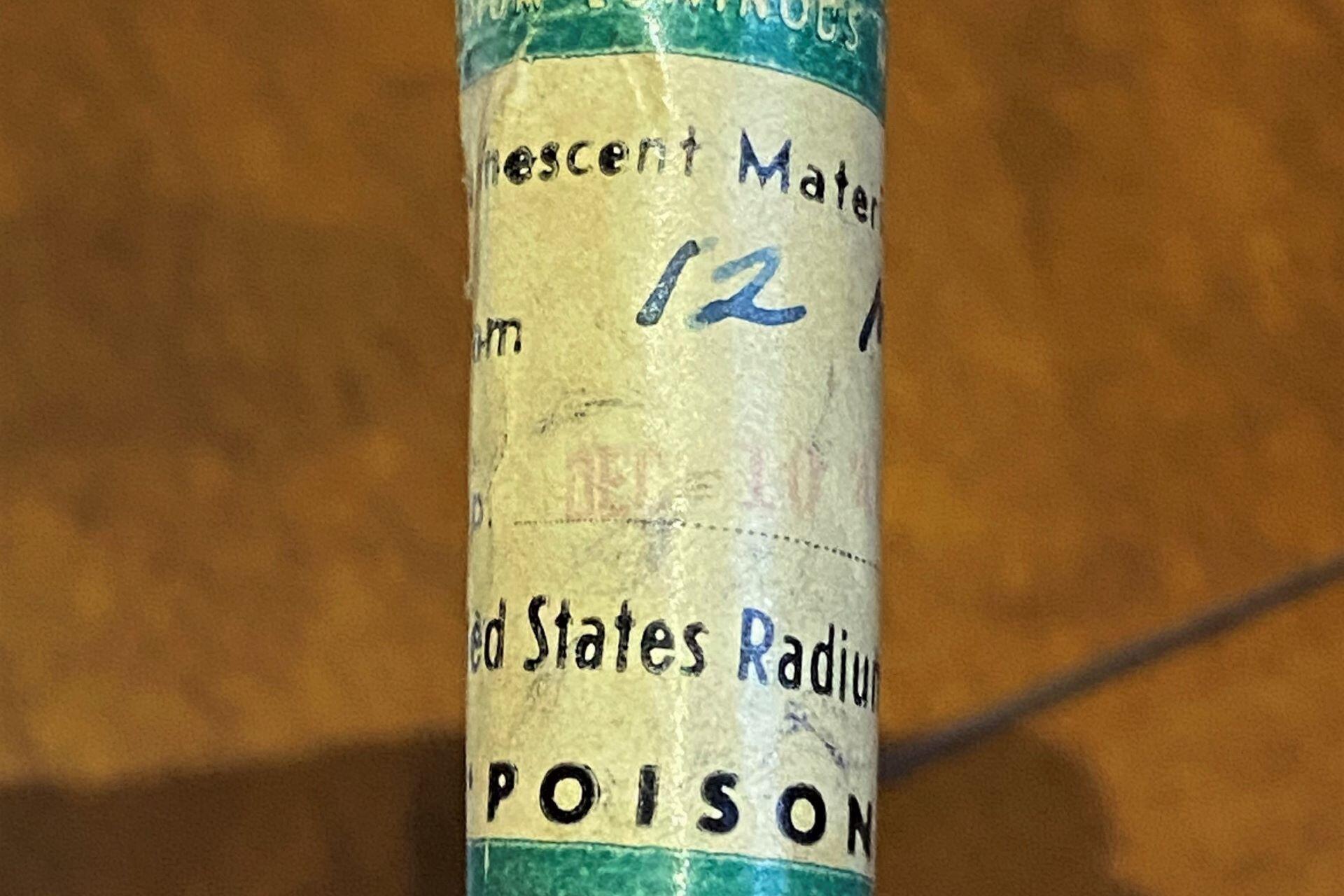 Glass vial labelled Undark