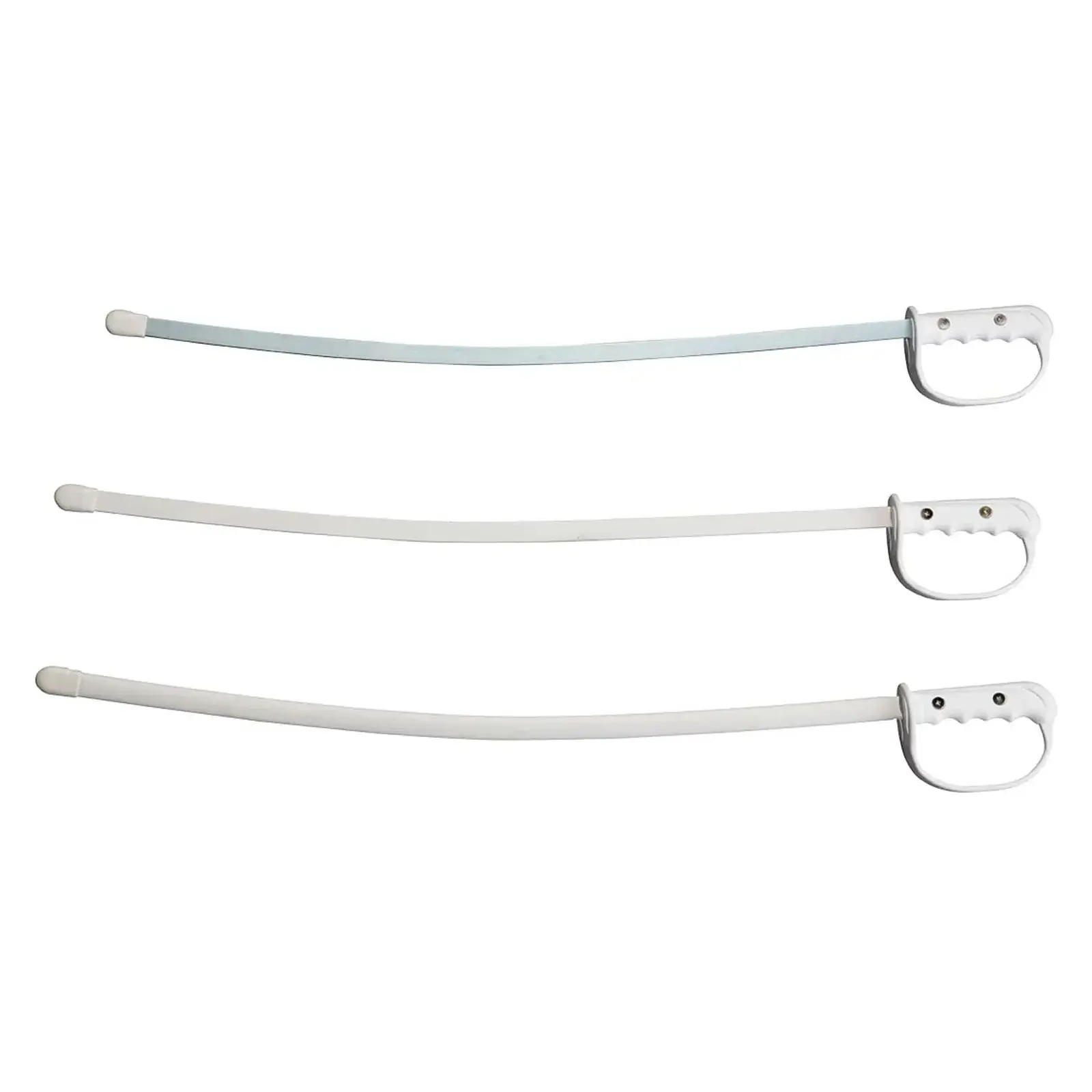 image from a website that sells sabres for color guard showing 3 different types of sabres