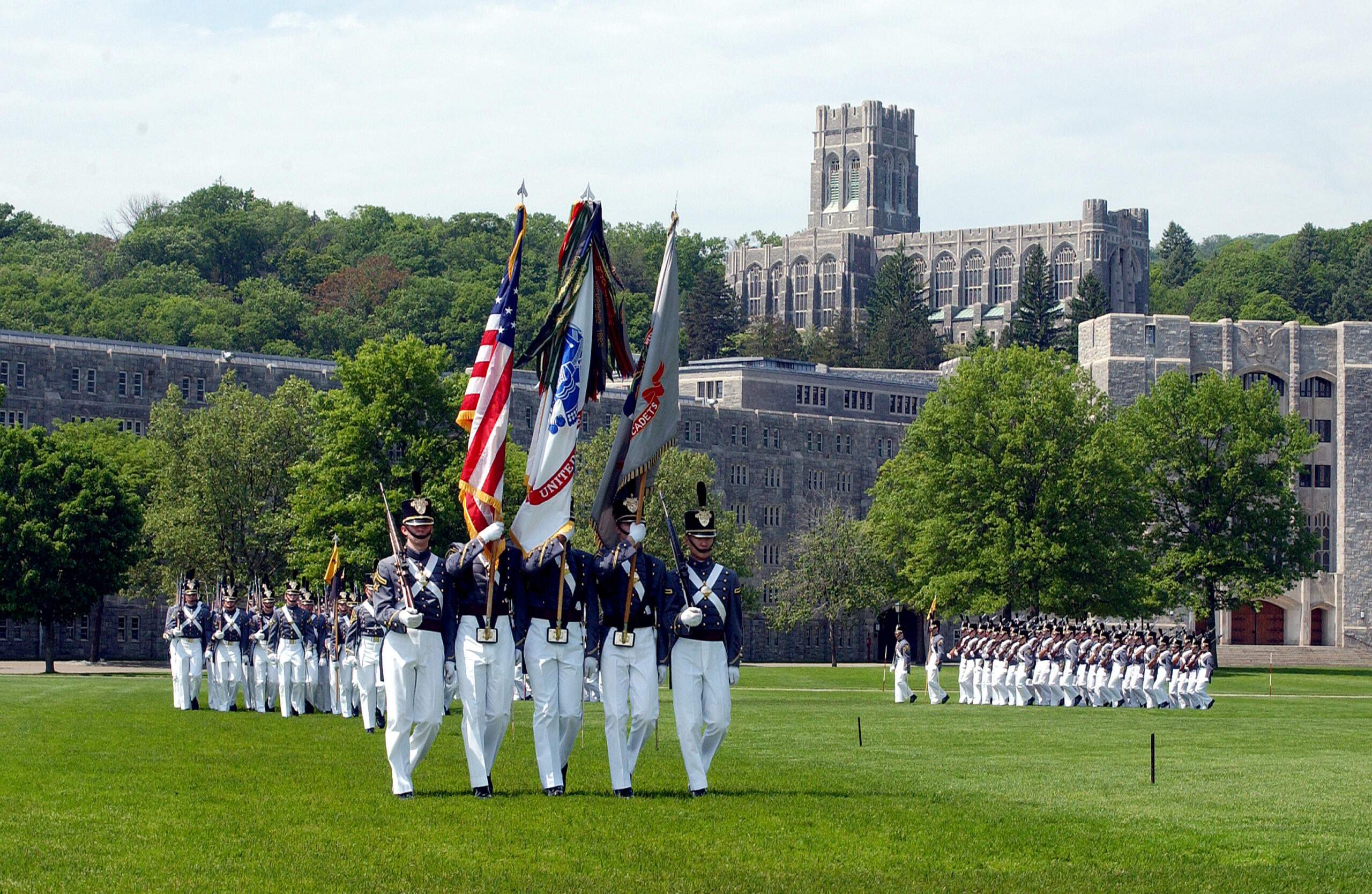 USMA Color Guard on parade on The Plain grounds, 2002.