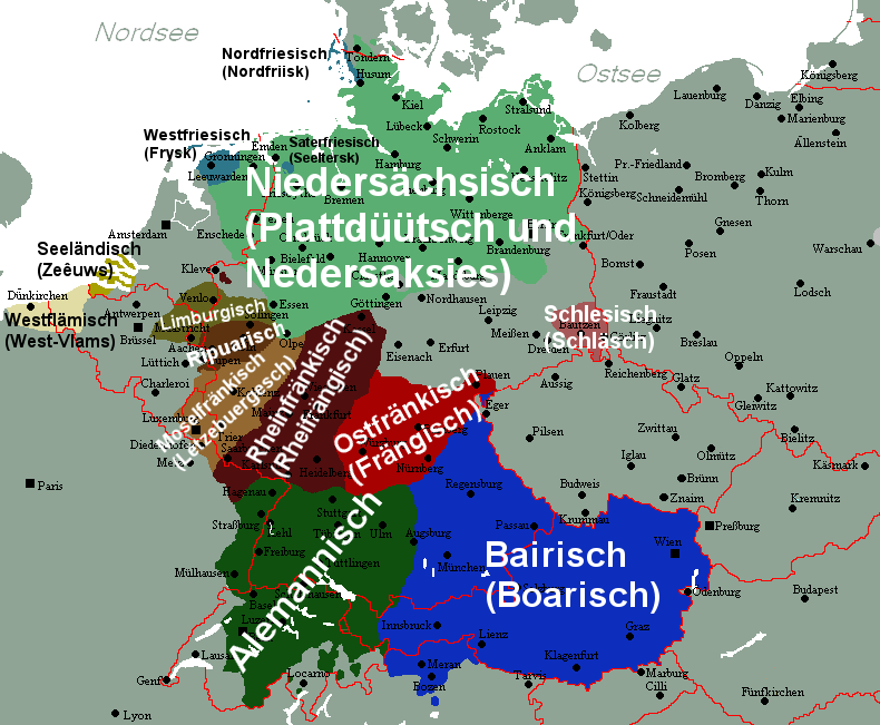 német nyelvjárás térkép