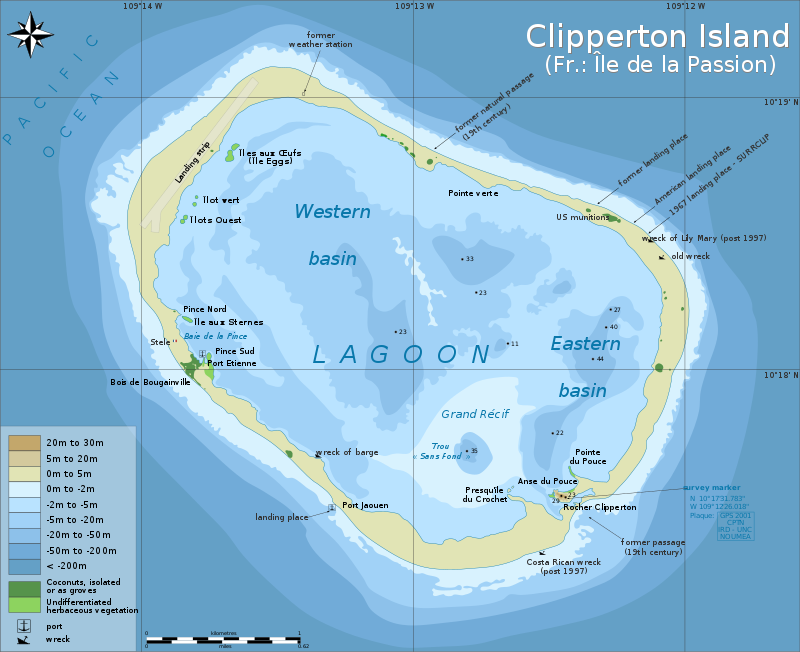 bila anda berkunjung ke pulau Clipperton, disana menggunakan bahasa Prancis