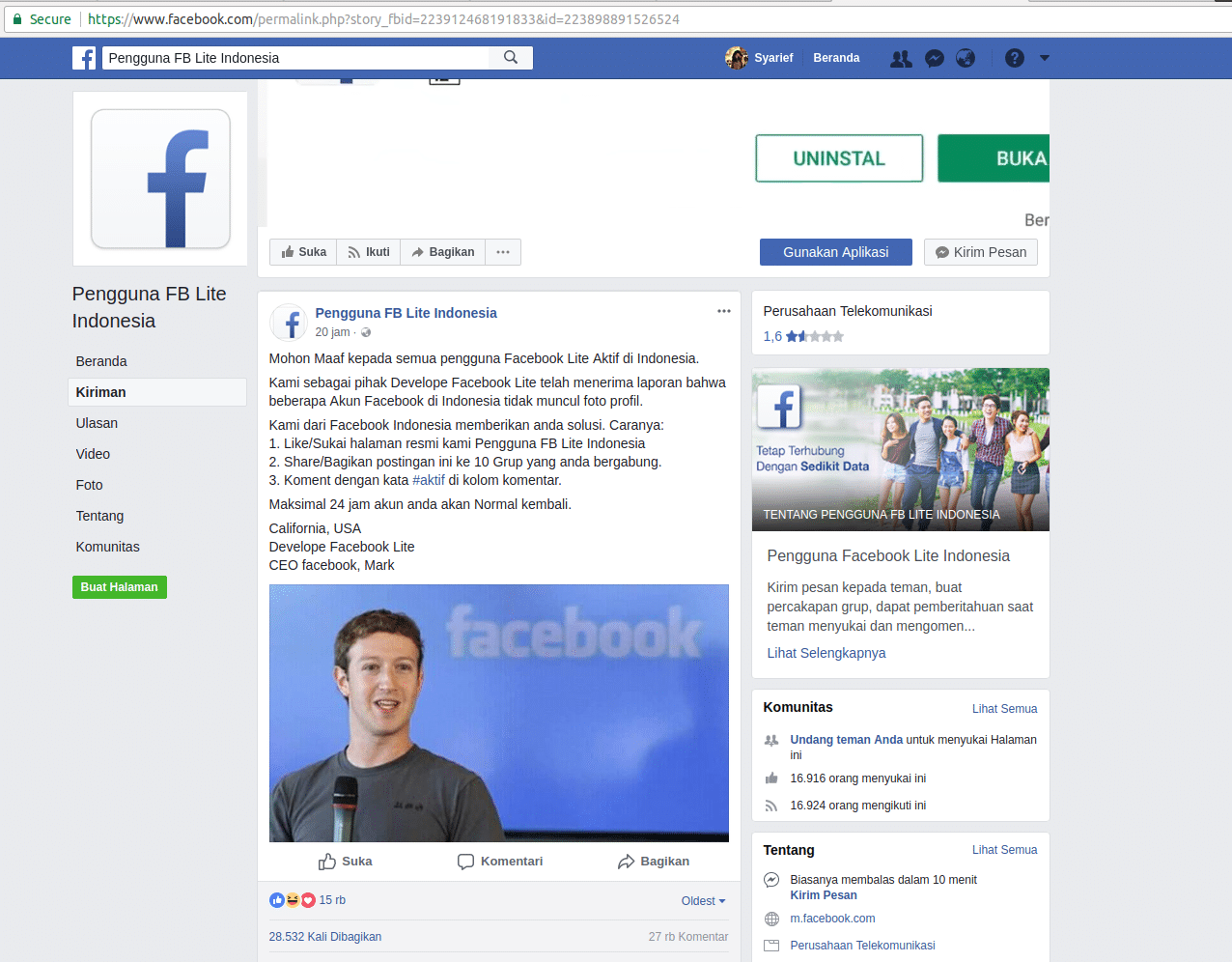 Makna kata facebook