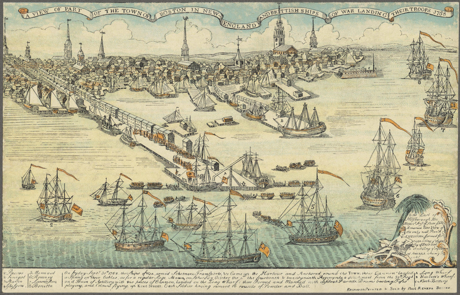 gambaran paul revere di pelabuhan boston