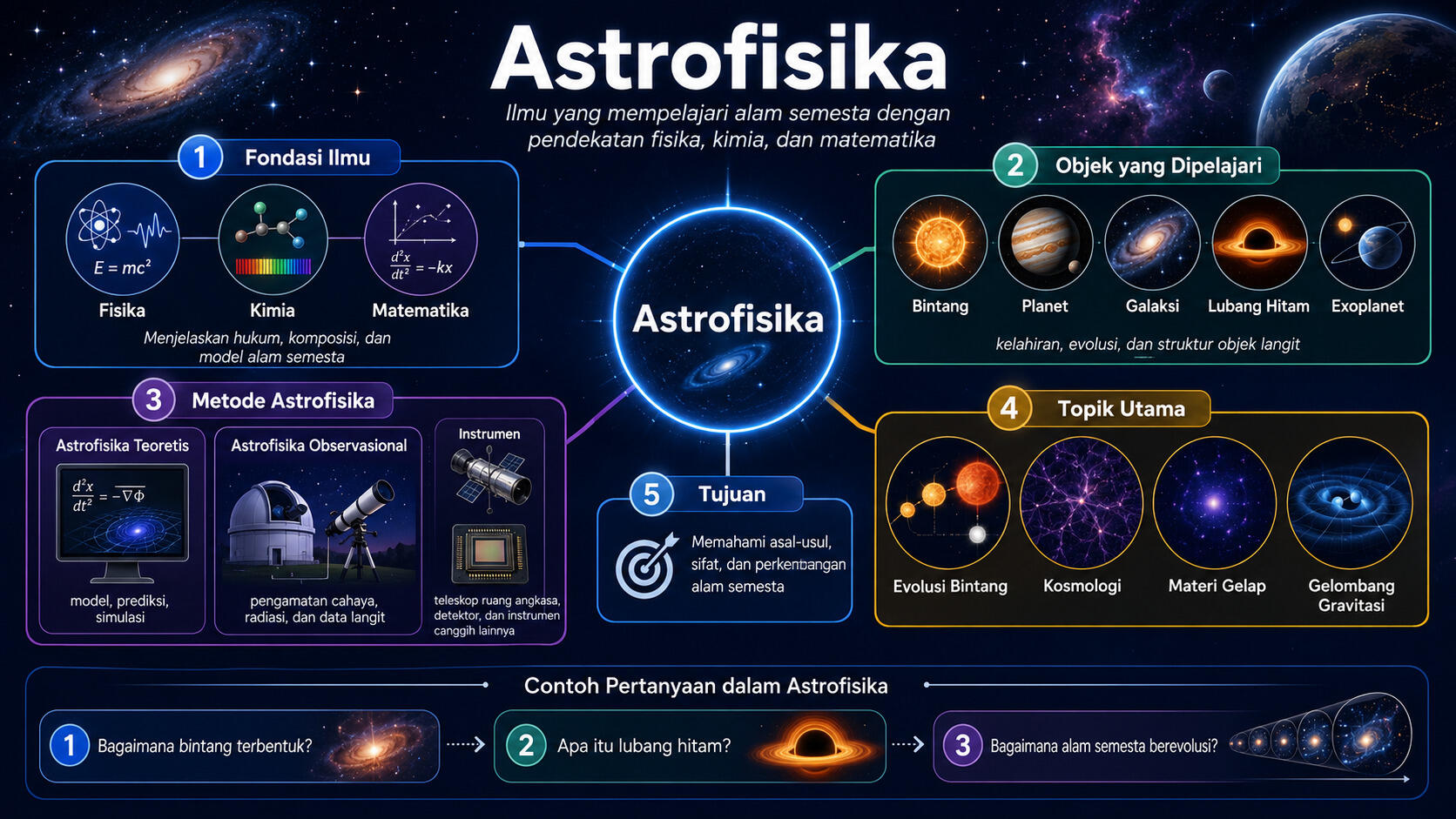 Pada dasarnya astrofisika adalah ilmu yang menerapkan fisika terhadap astronomi