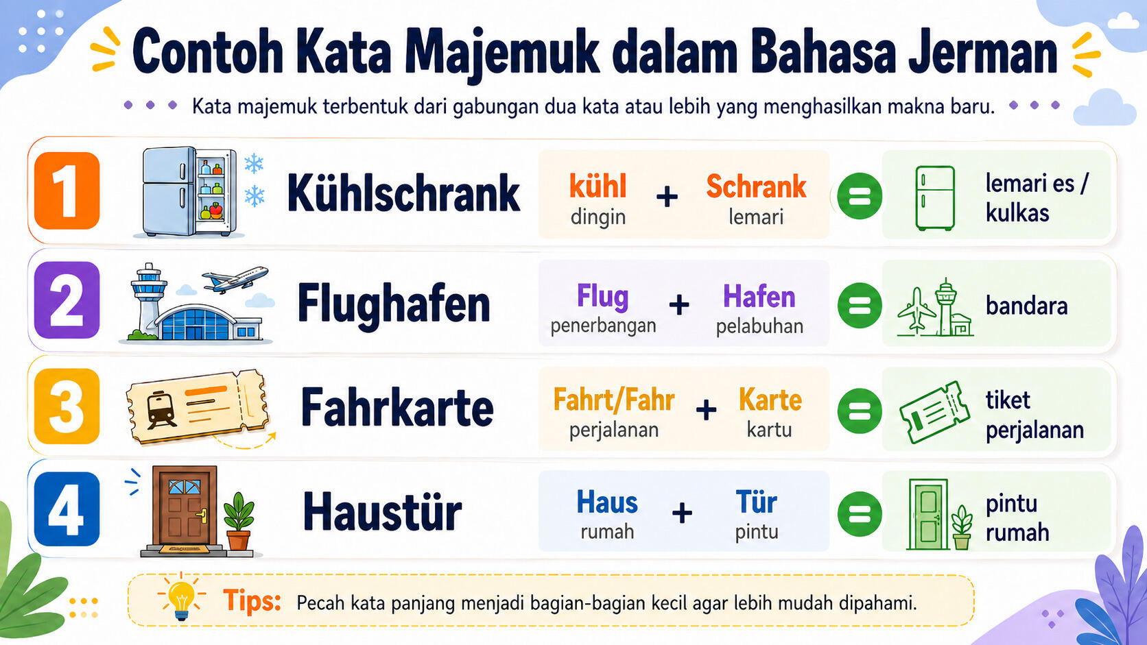 Beberapa contoh kata majemuk dalam bahasa Jerman