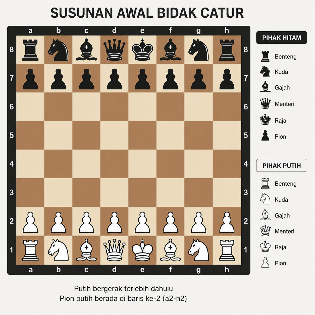 Susunan awal bidak catur pada awal permainan