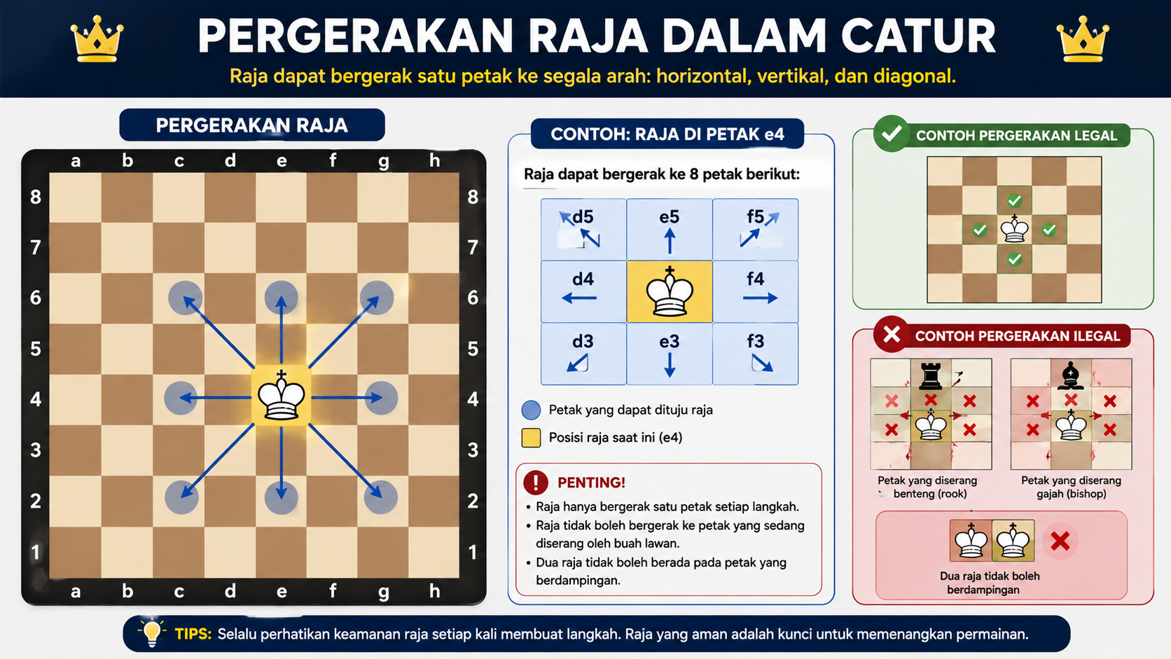 Pergerakan Raja dalam Permainan Catur
