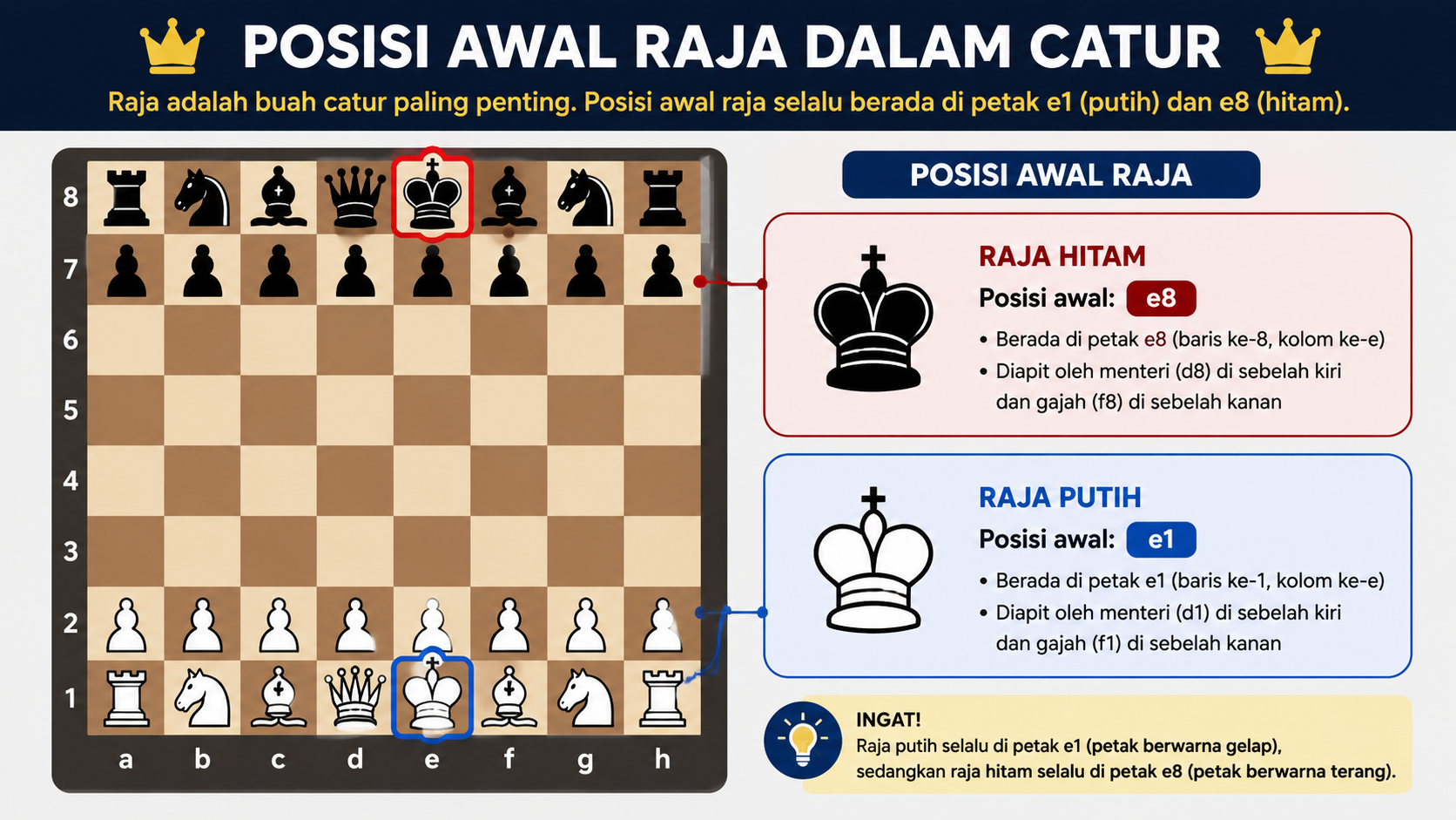 Posisi awal Raja dalam Permainan Catur