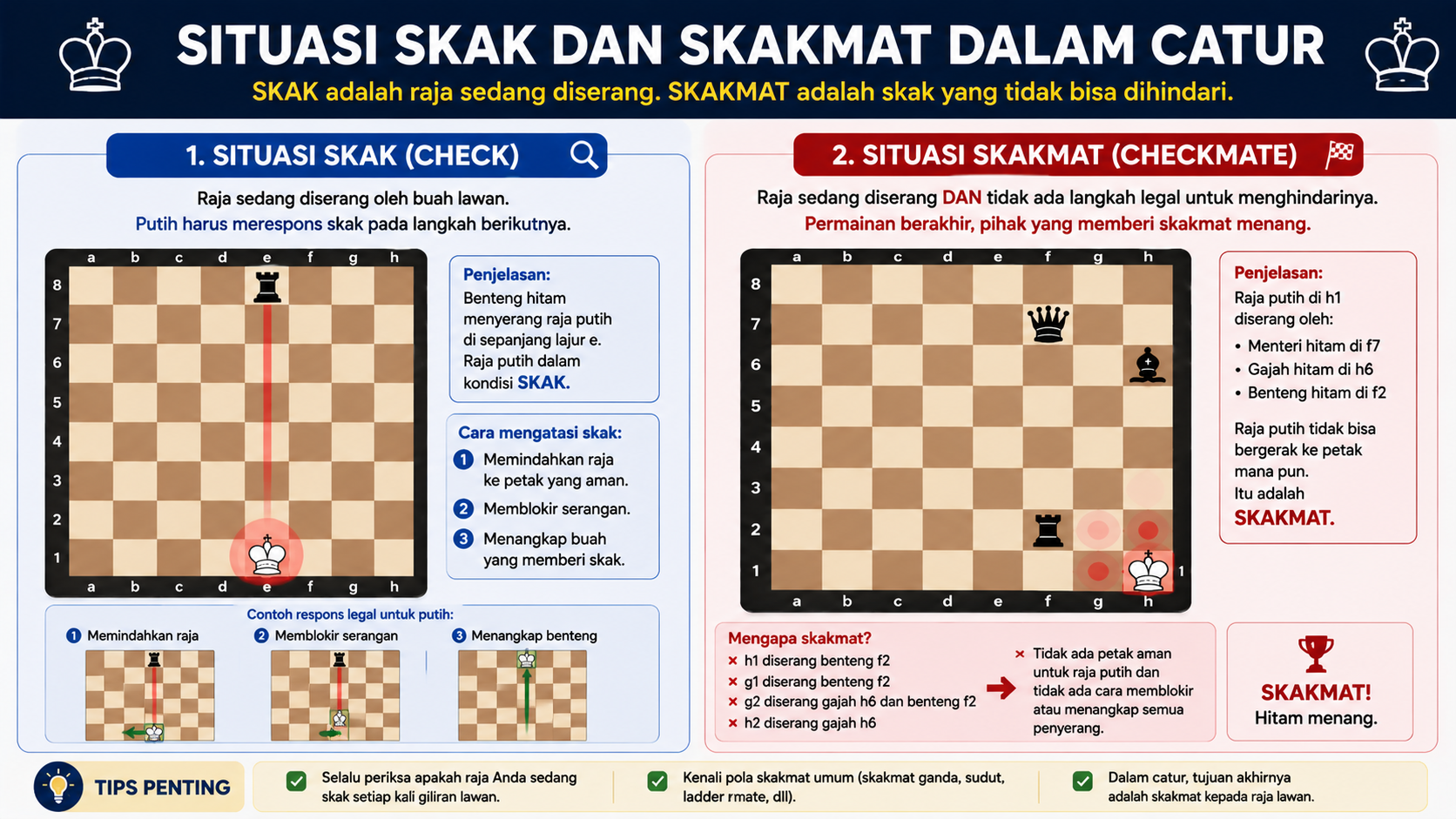 Situasi Skak dan Skakmat dalam Permainan Catur