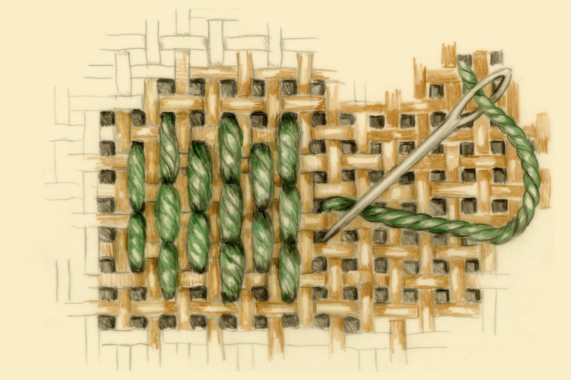 pola geometri pada teknik brick stitch