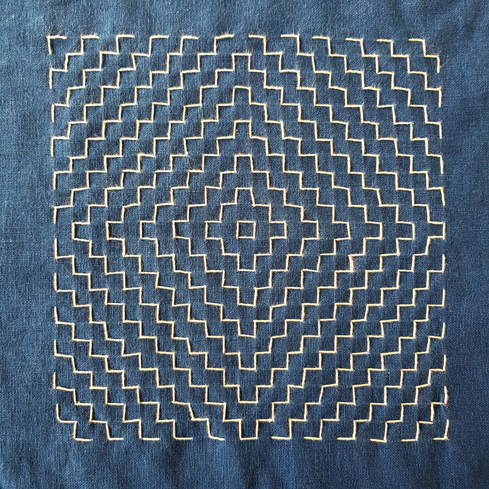 cara menyulam pola shashiko