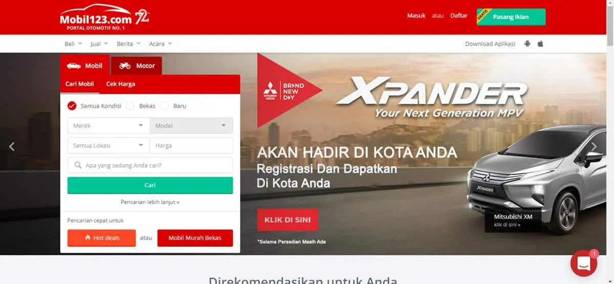 menjual mobil lewat situs mobil123