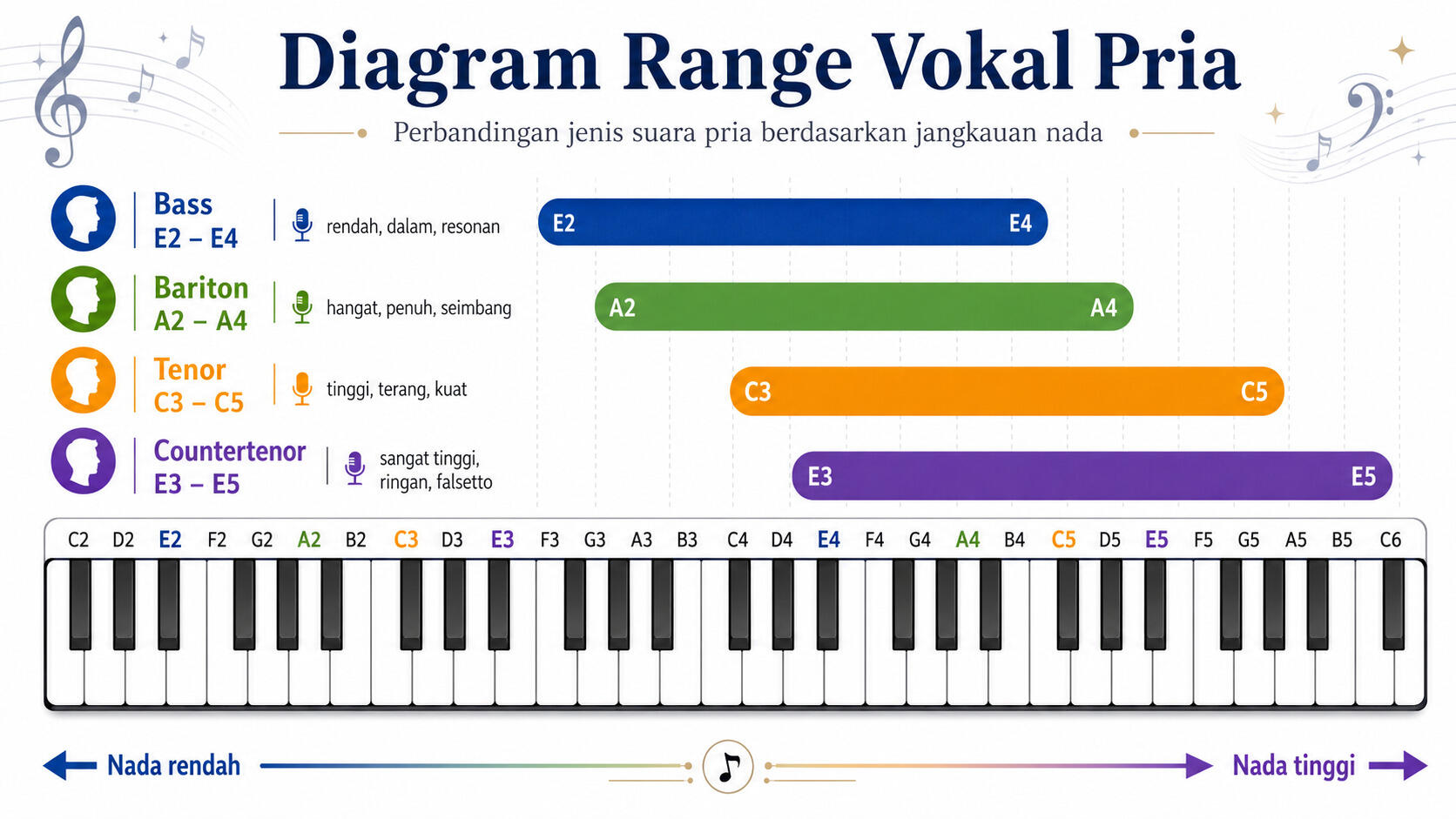 Berbagai range vokal pria