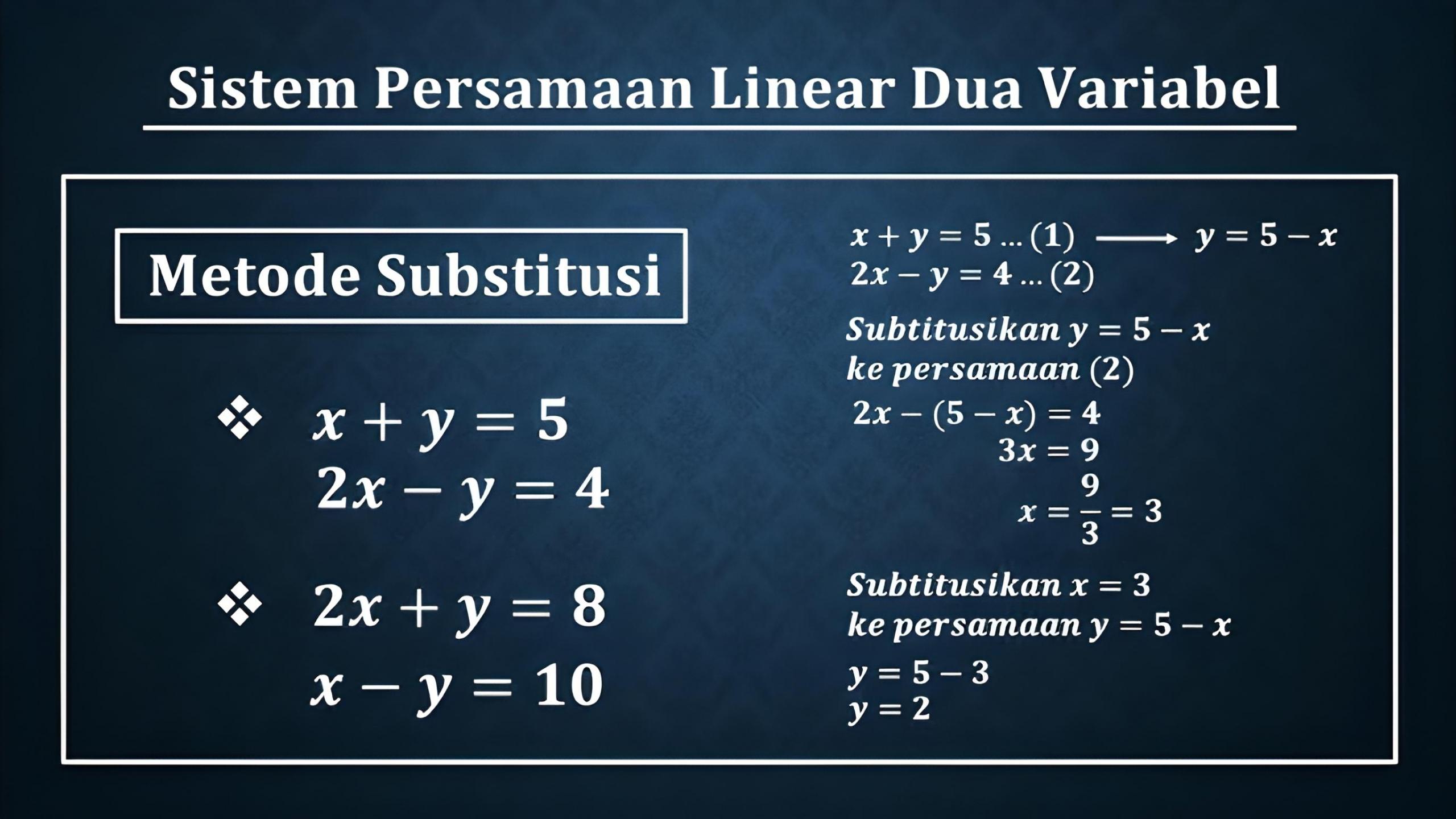 rumus persamaan linear 2 variabel