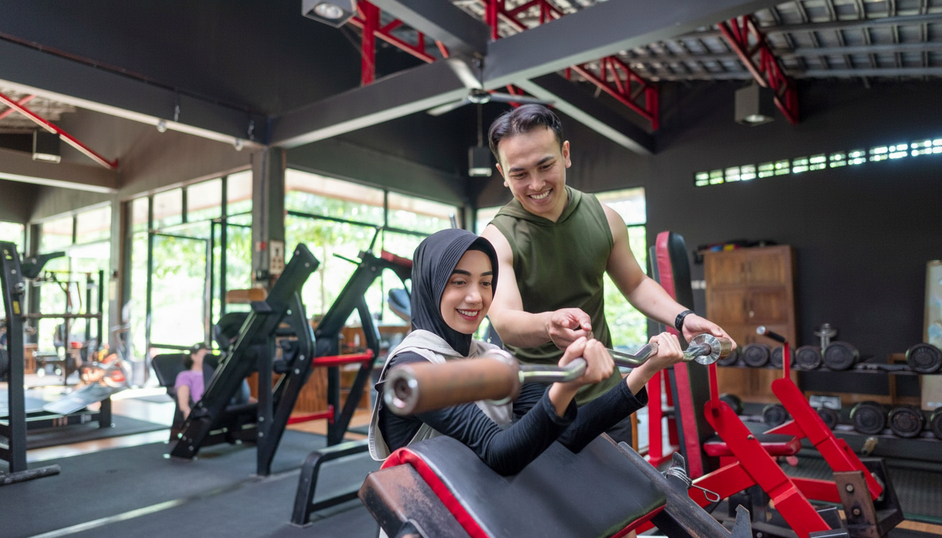 latihan bersama pelatih fitnes