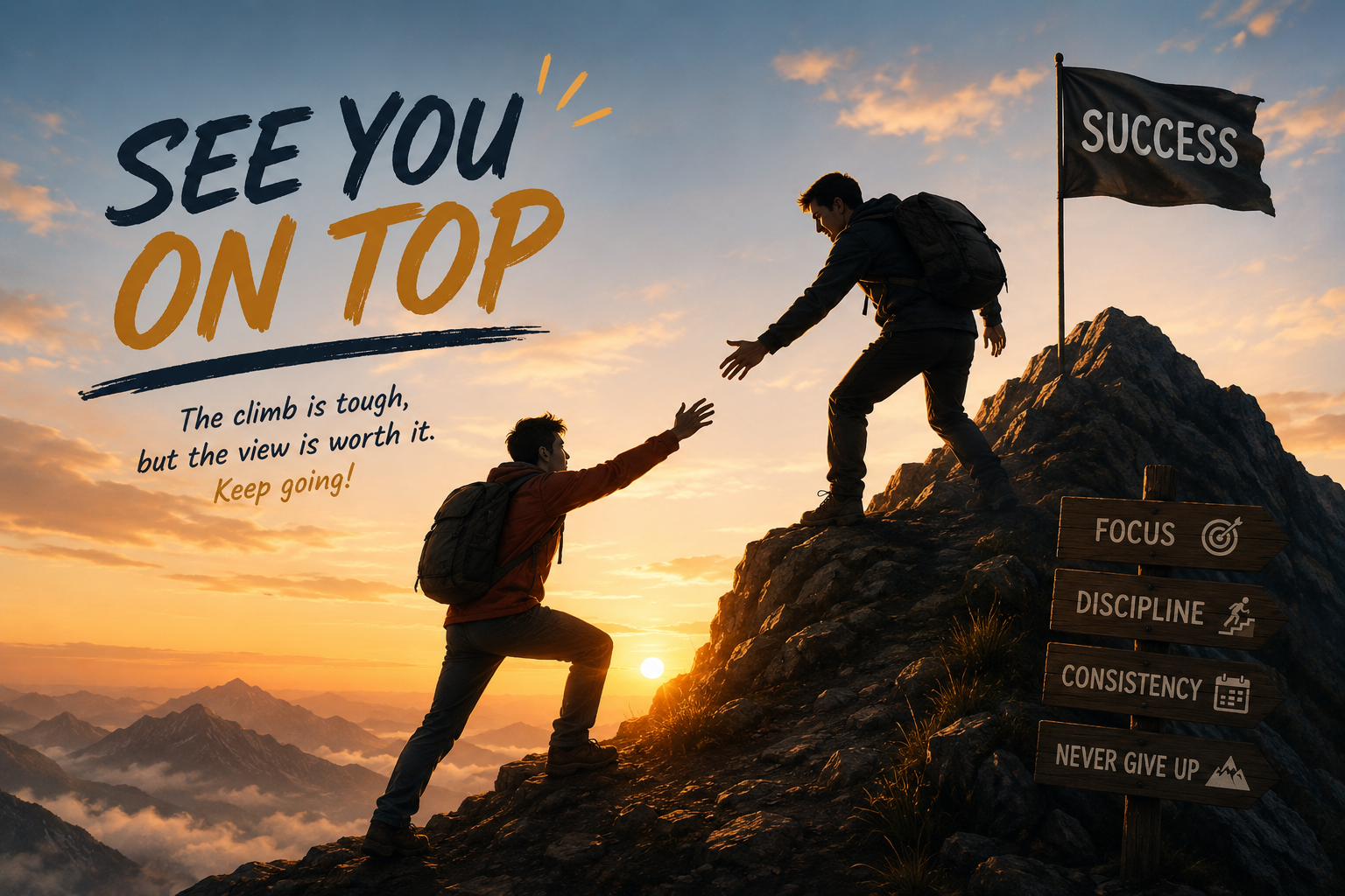 Kalimat see you in top seringkali dipakai untuk memotivasi orang lain menuju kesuksesan