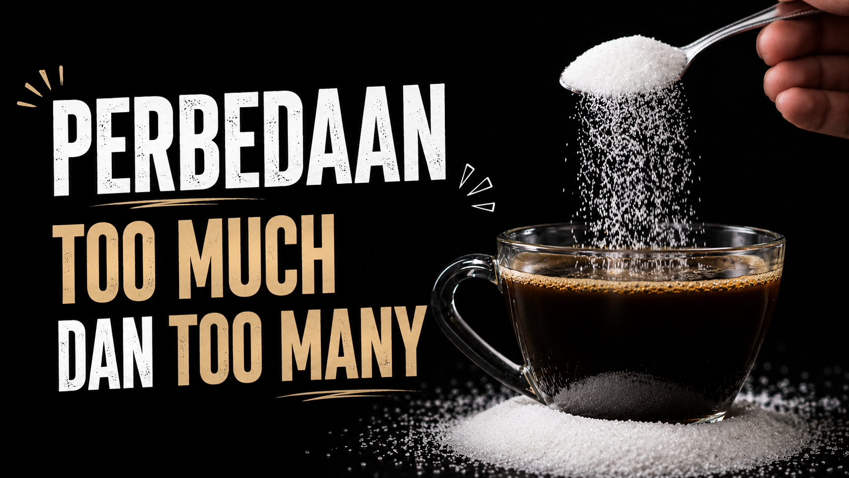 Pentingnya memahami penggunaan kata too much dan kata too many; Freepik