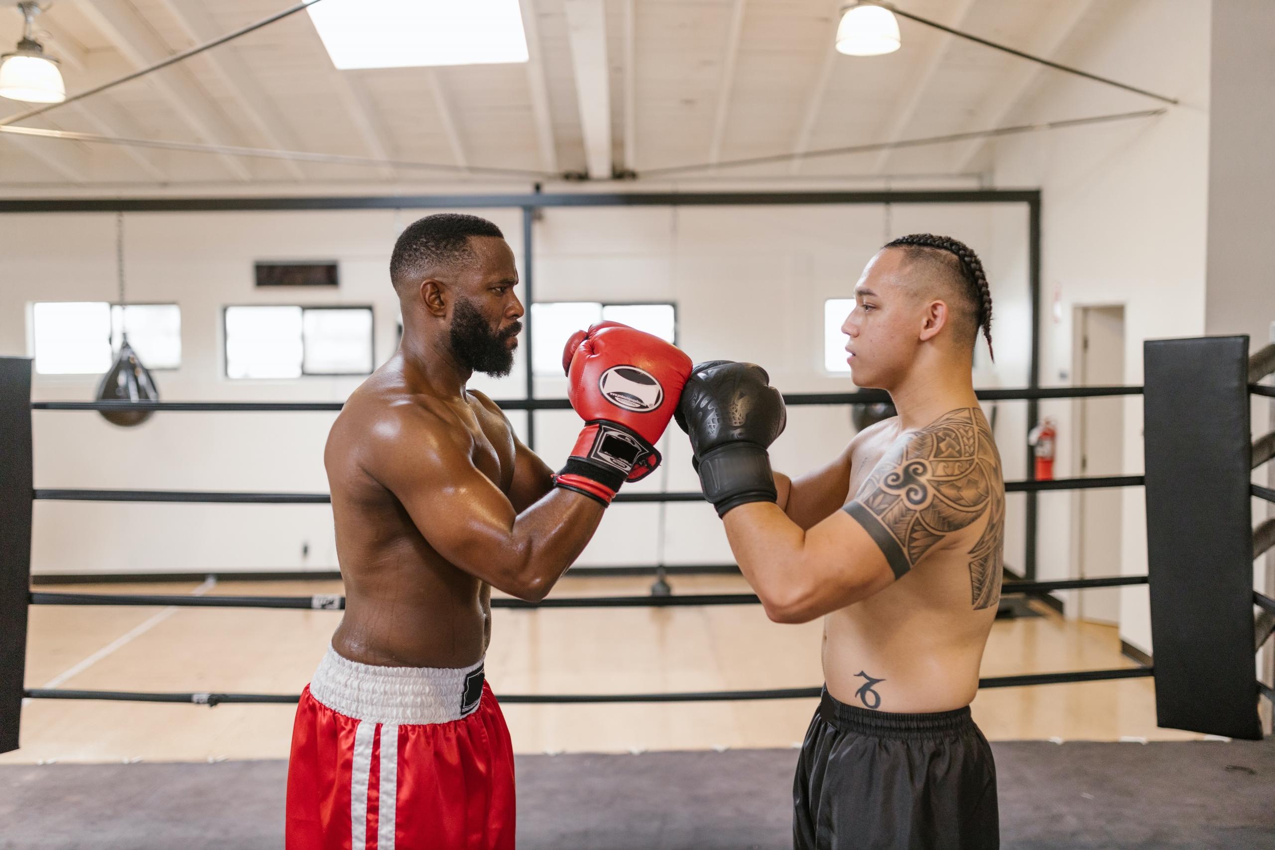 Boxers fighting in the ring