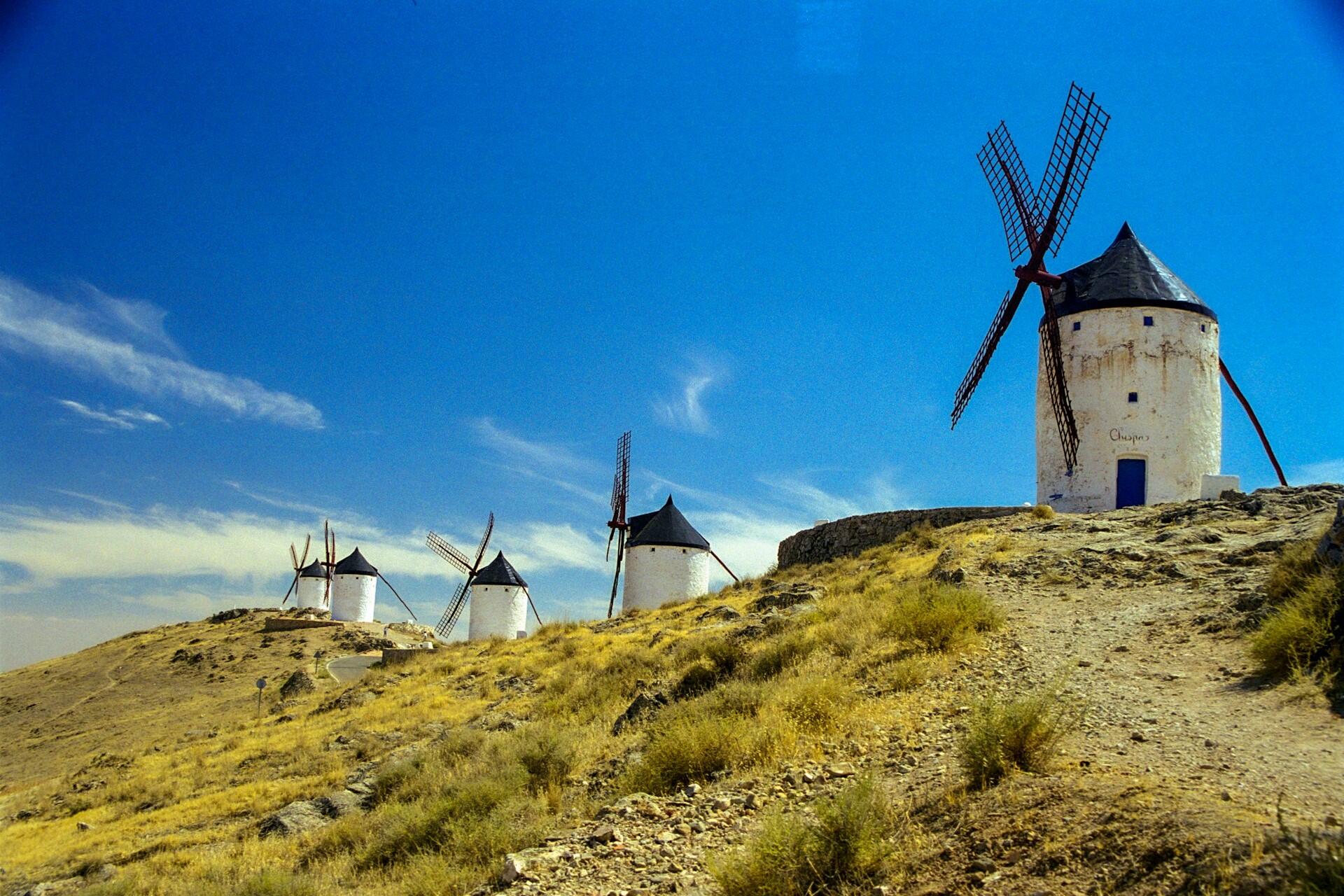 Windmills in La Mancha, Spain.