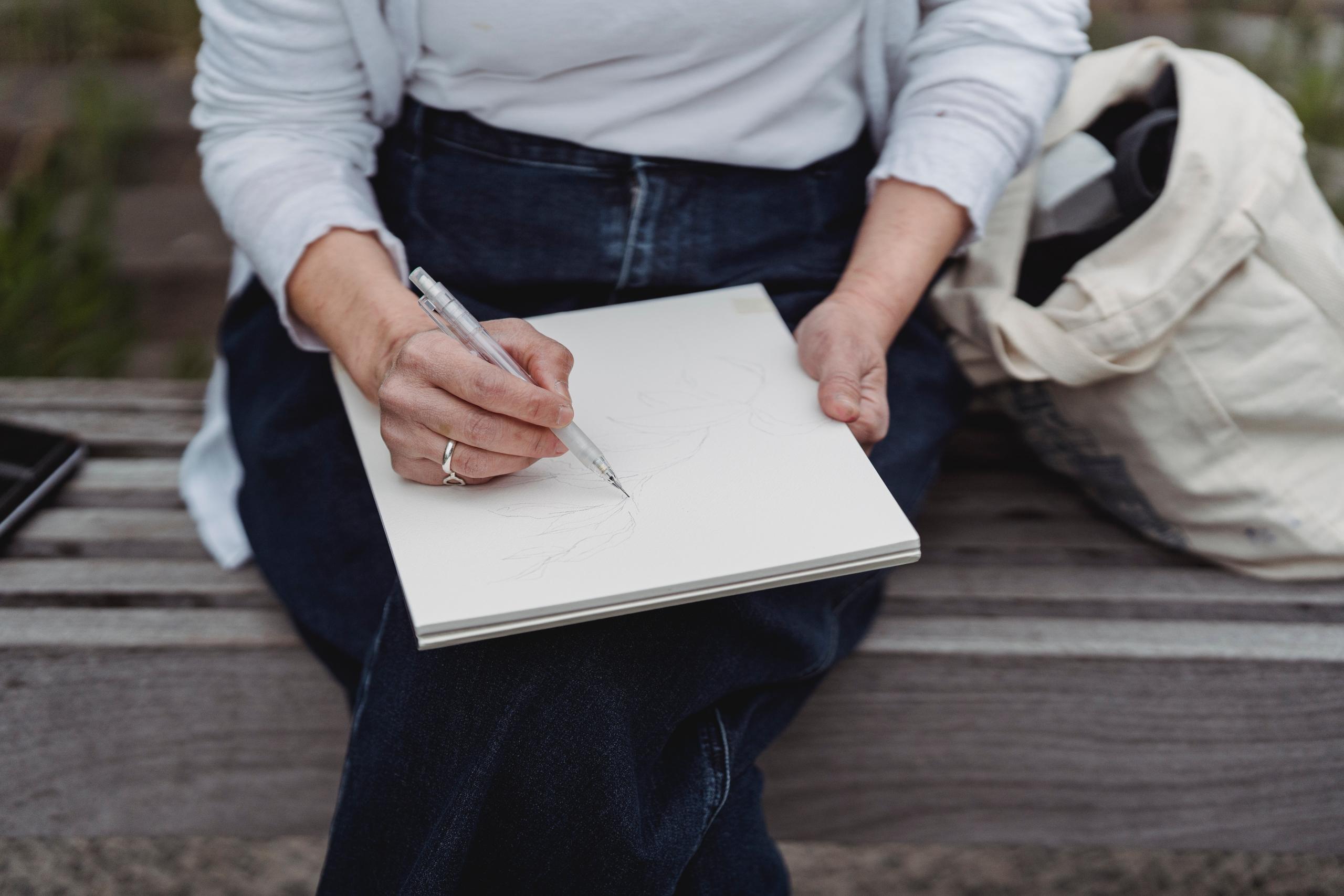 Artist ready to sketch a drawing
