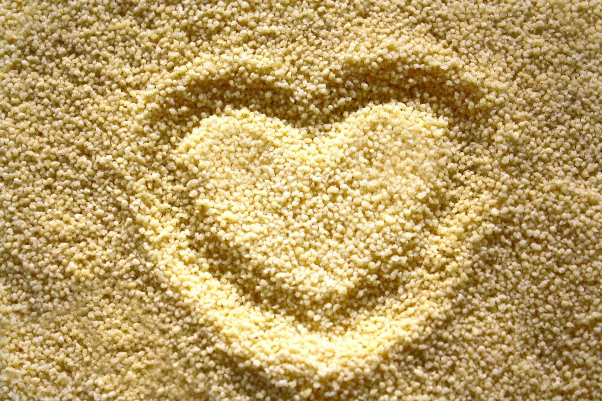 Couscous with a heart drawn in it.
