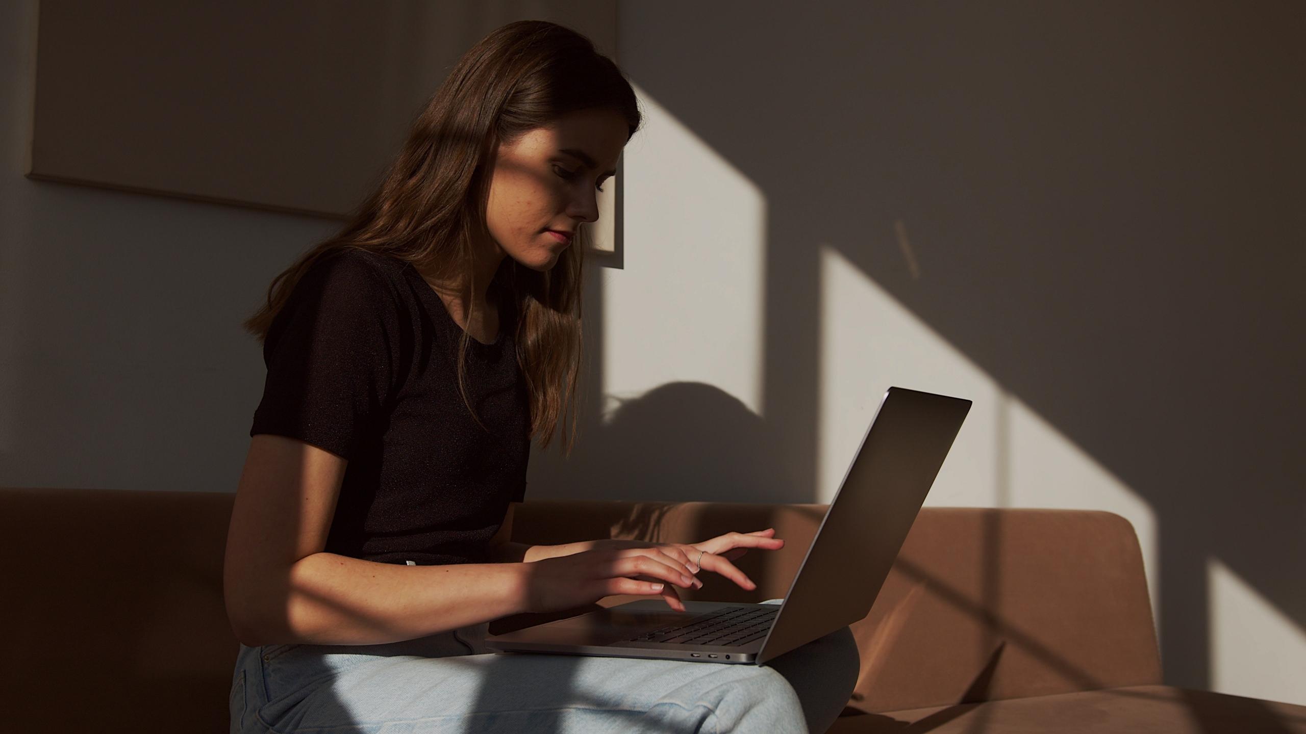 girl studying at computer