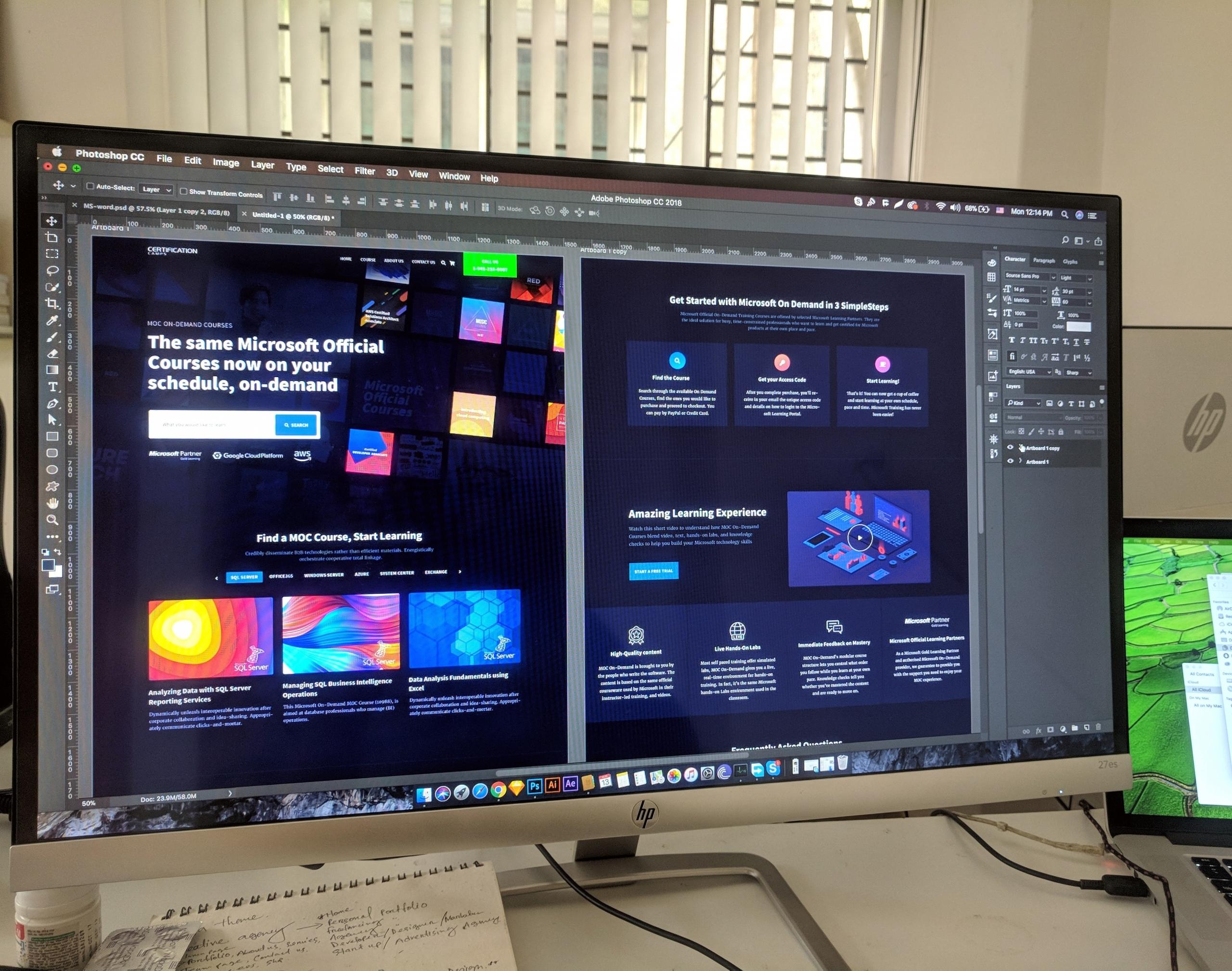 Web development on computer screen