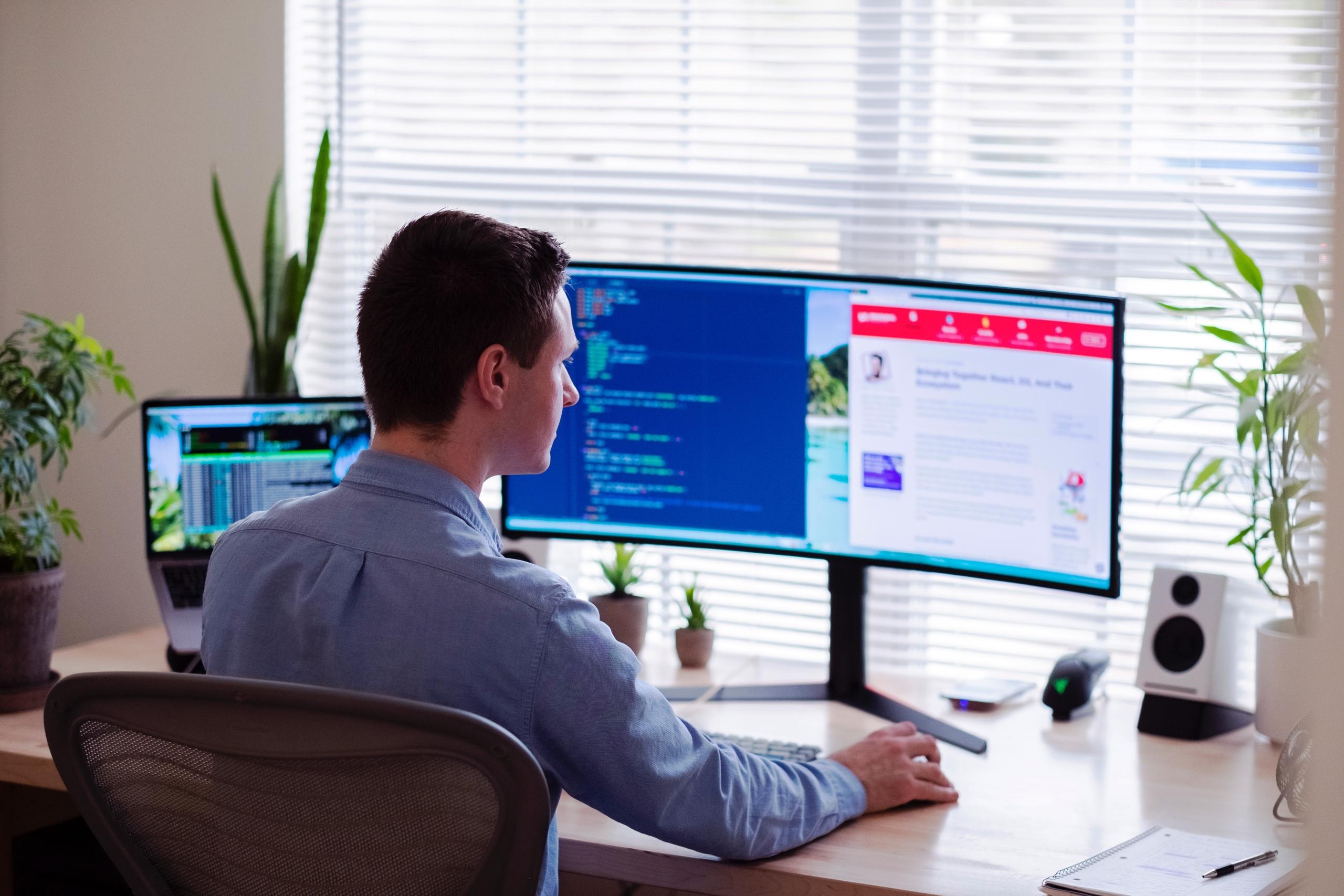 Man working on cybersecurity