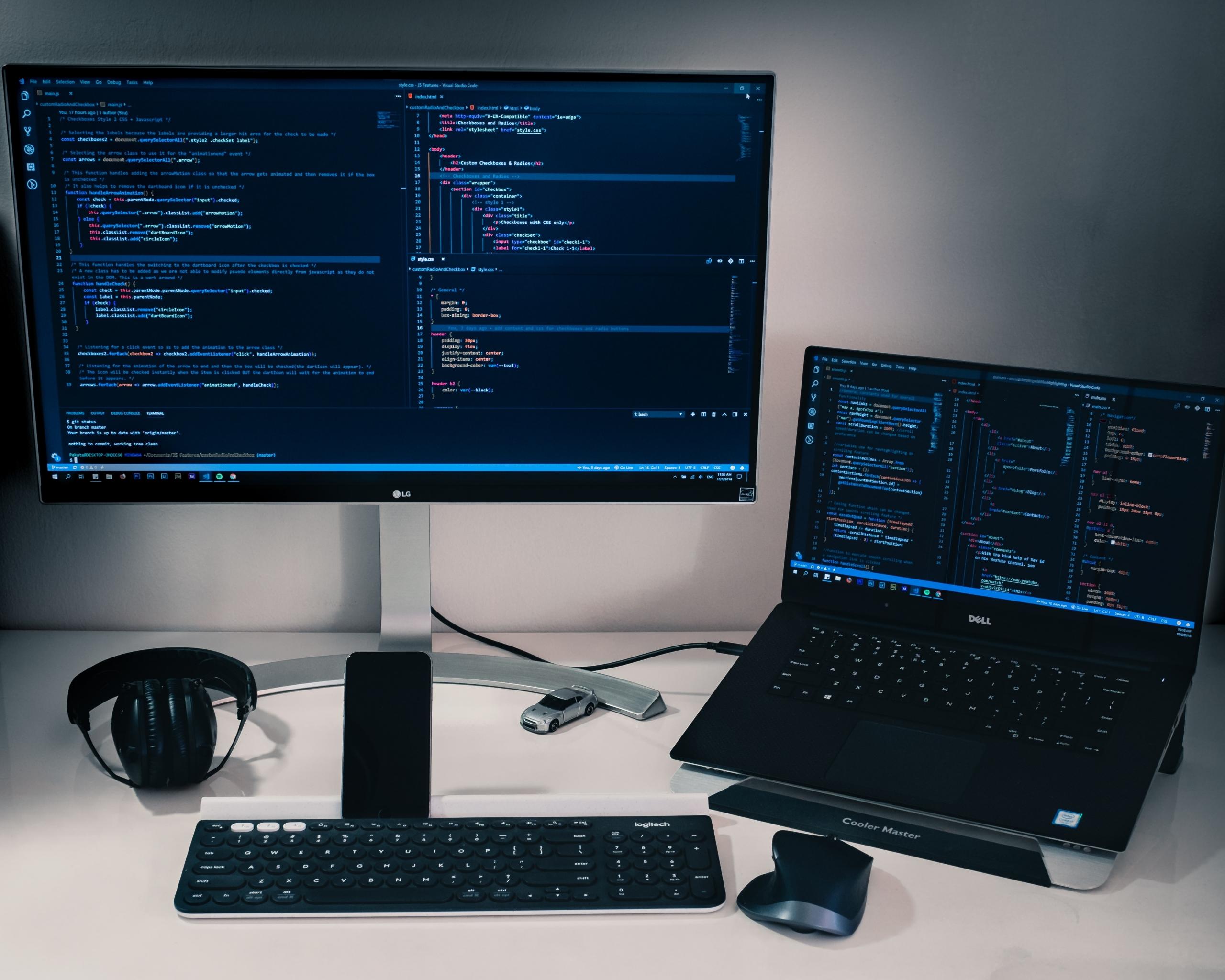 Computer screen showing web development