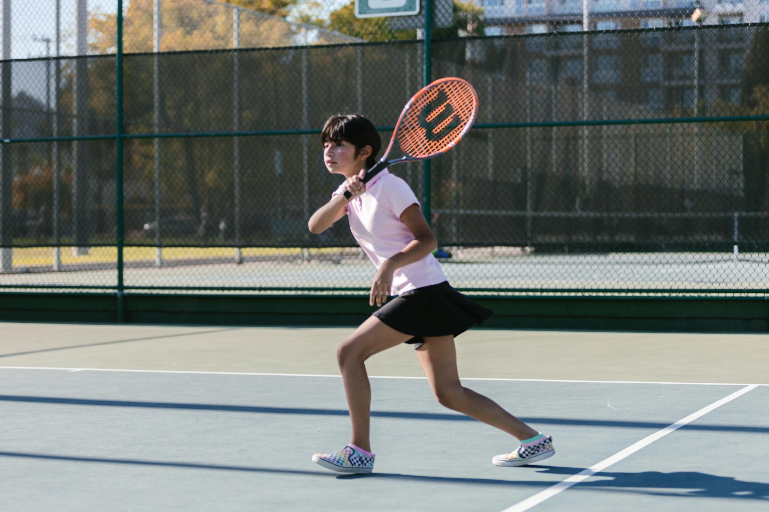 Tennis player in training session
