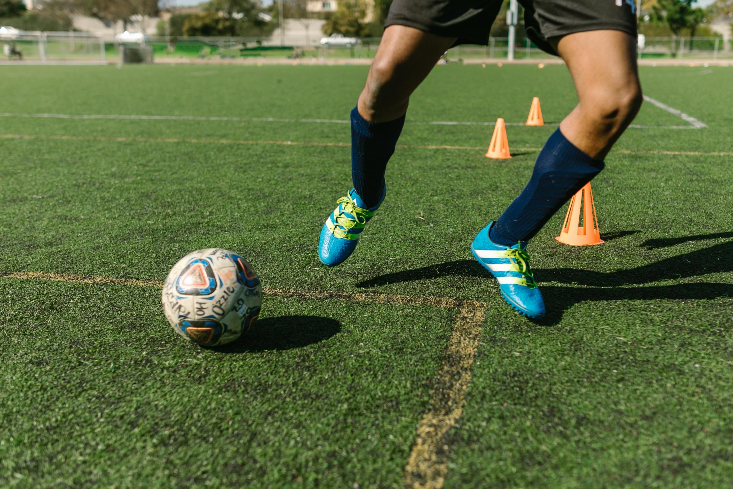 A football player working on his skills