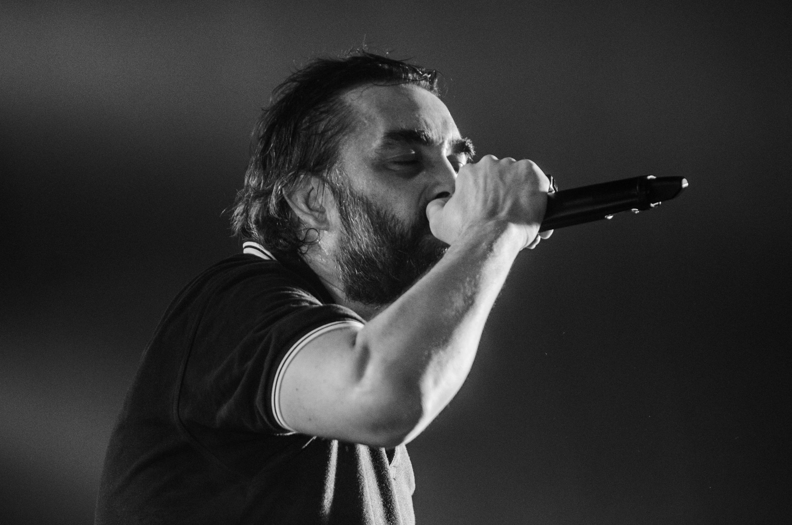 A vocalist in the spotlight, captivating the audience.