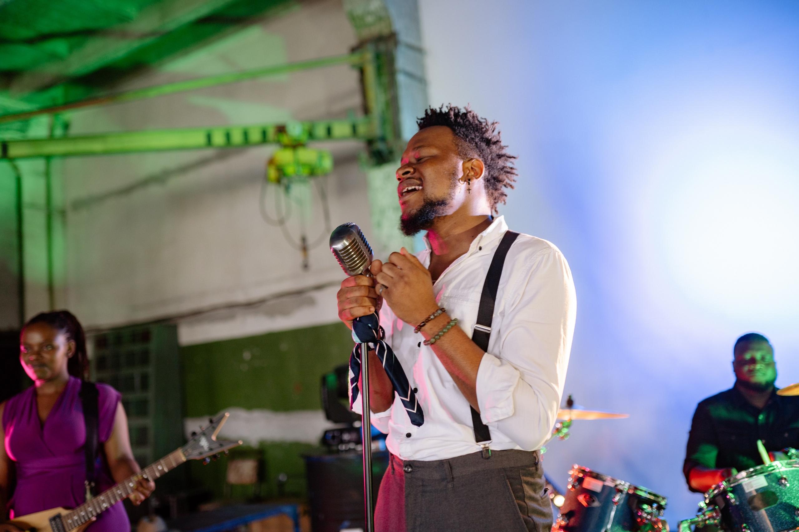 Stage moment filled with singing brilliance.